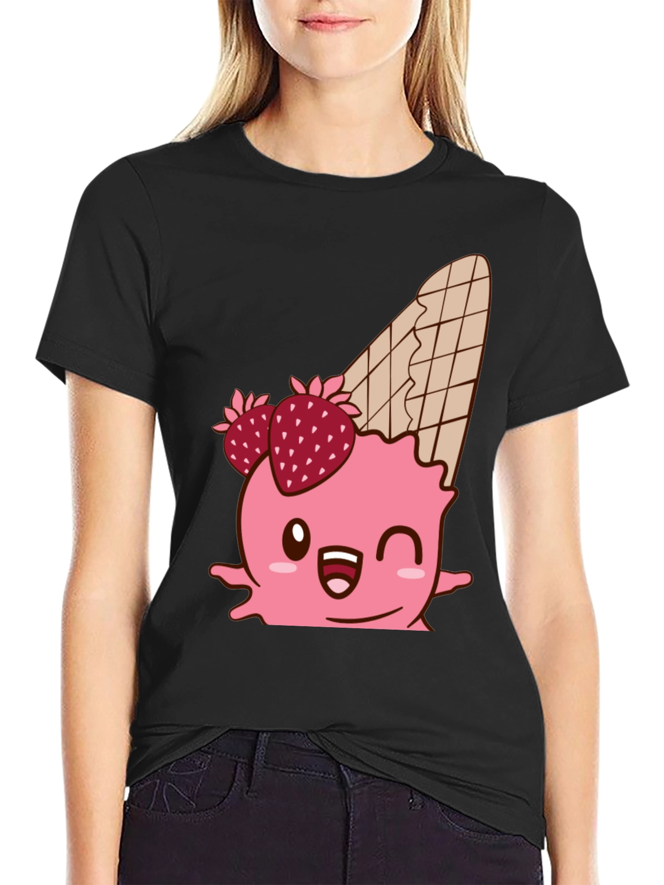Kawaii Ice Cream Cone Graphic T-Shirt