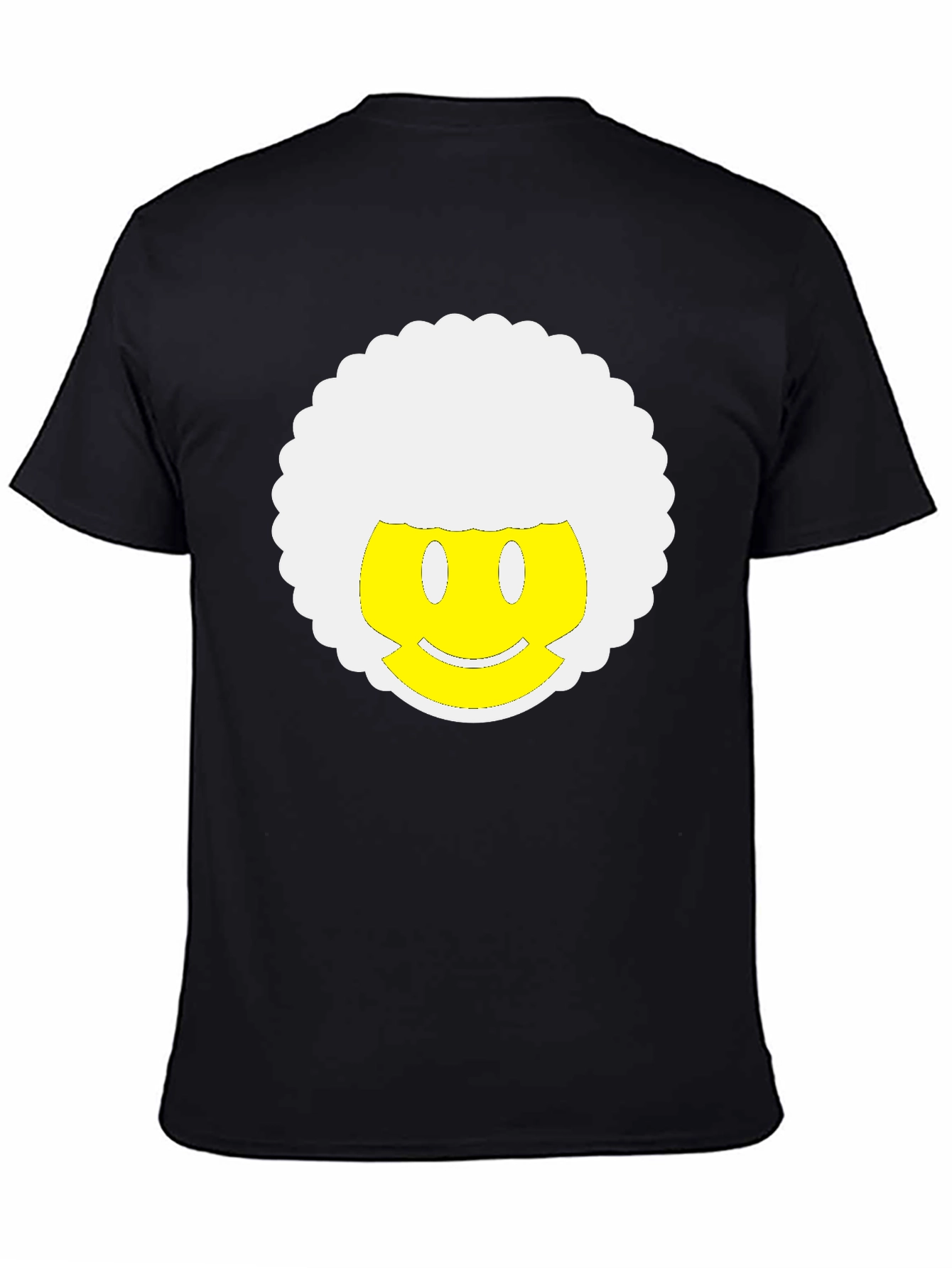 Retro Afro Smiley Face Black T-Shirt