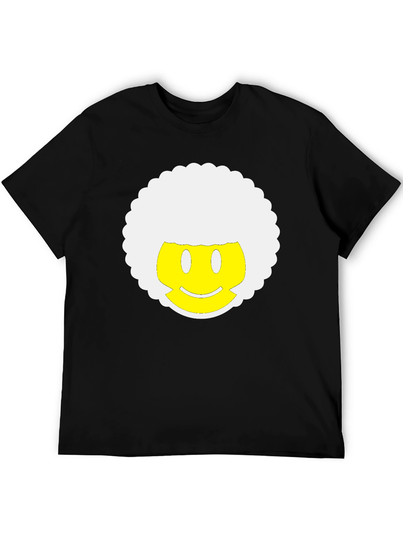 Retro Afro Smiley Face Black T-Shirt