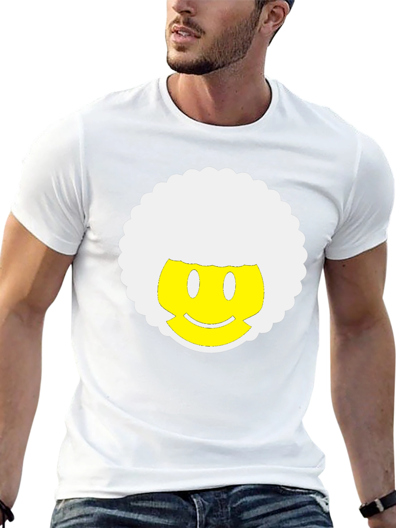 Retro Afro Smiley Face Black T-Shirt