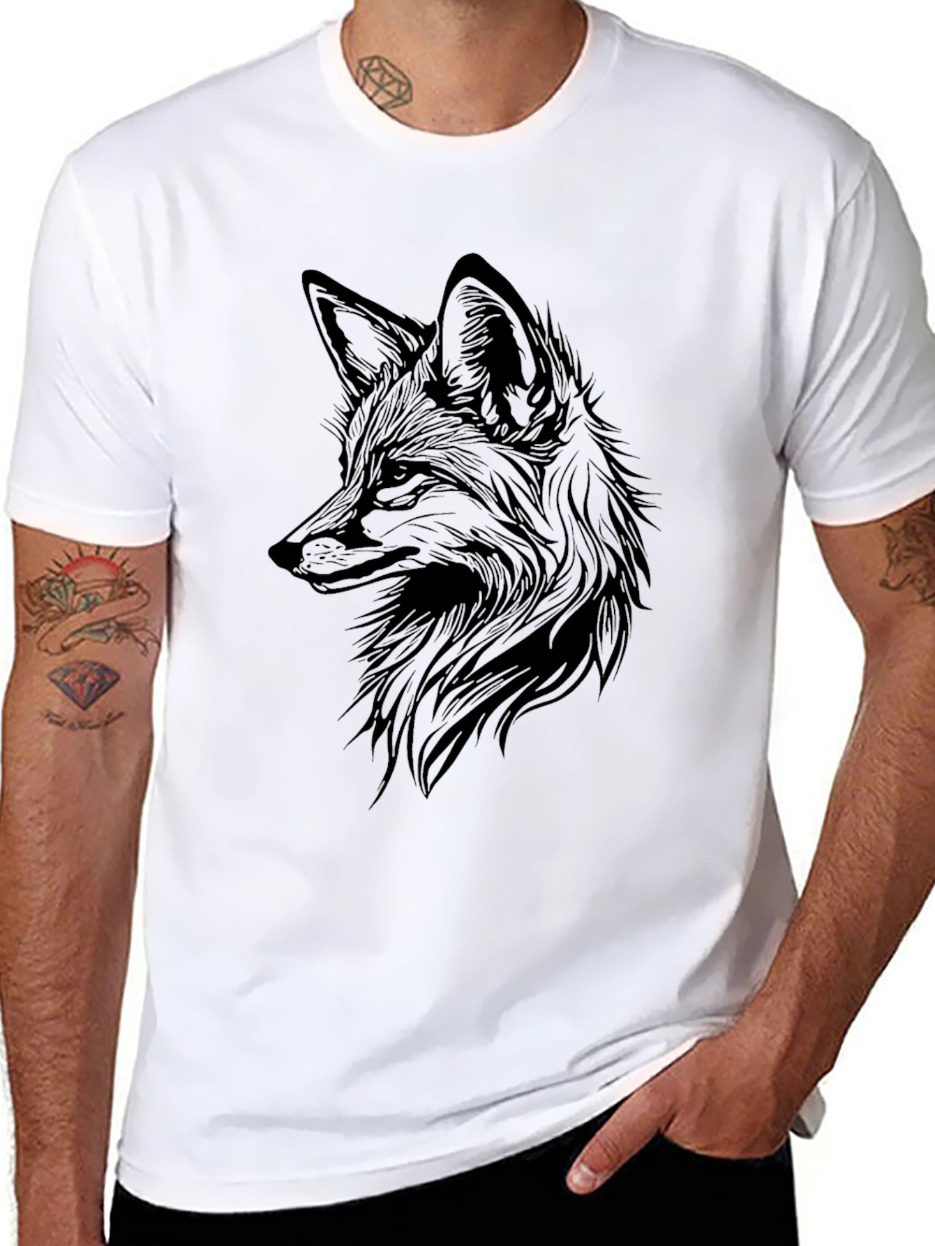 Mens Black Fox Graphic T-Shirt