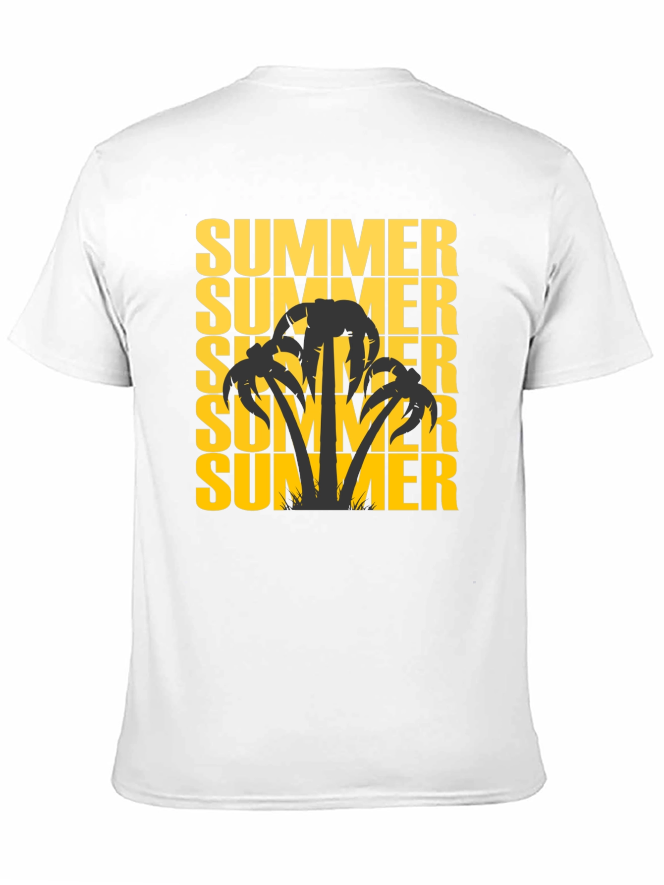 Summer Palm Tree Graphic Tee - Black Cotton T-Shirt