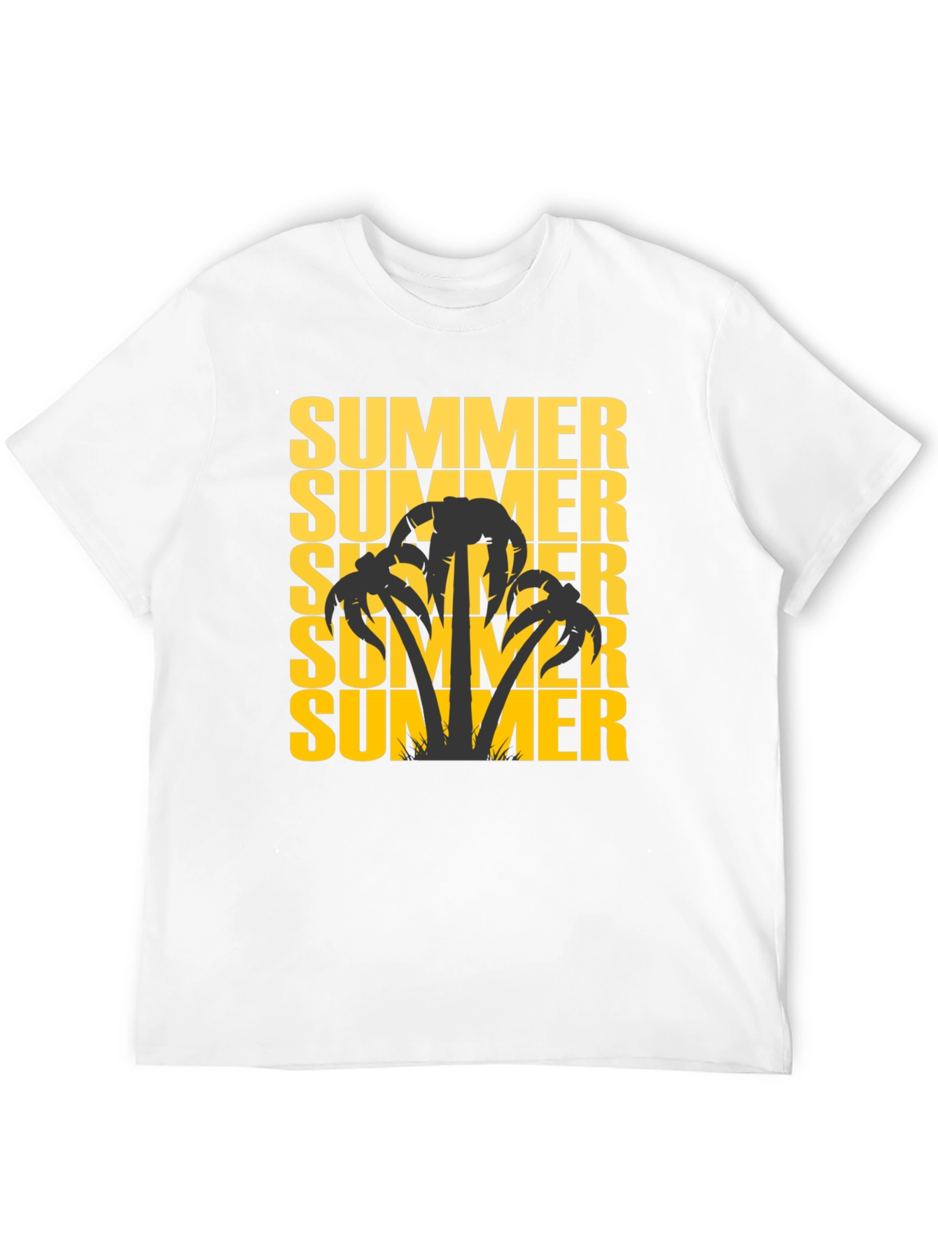 Summer Palm Tree Graphic Tee - Black Cotton T-Shirt