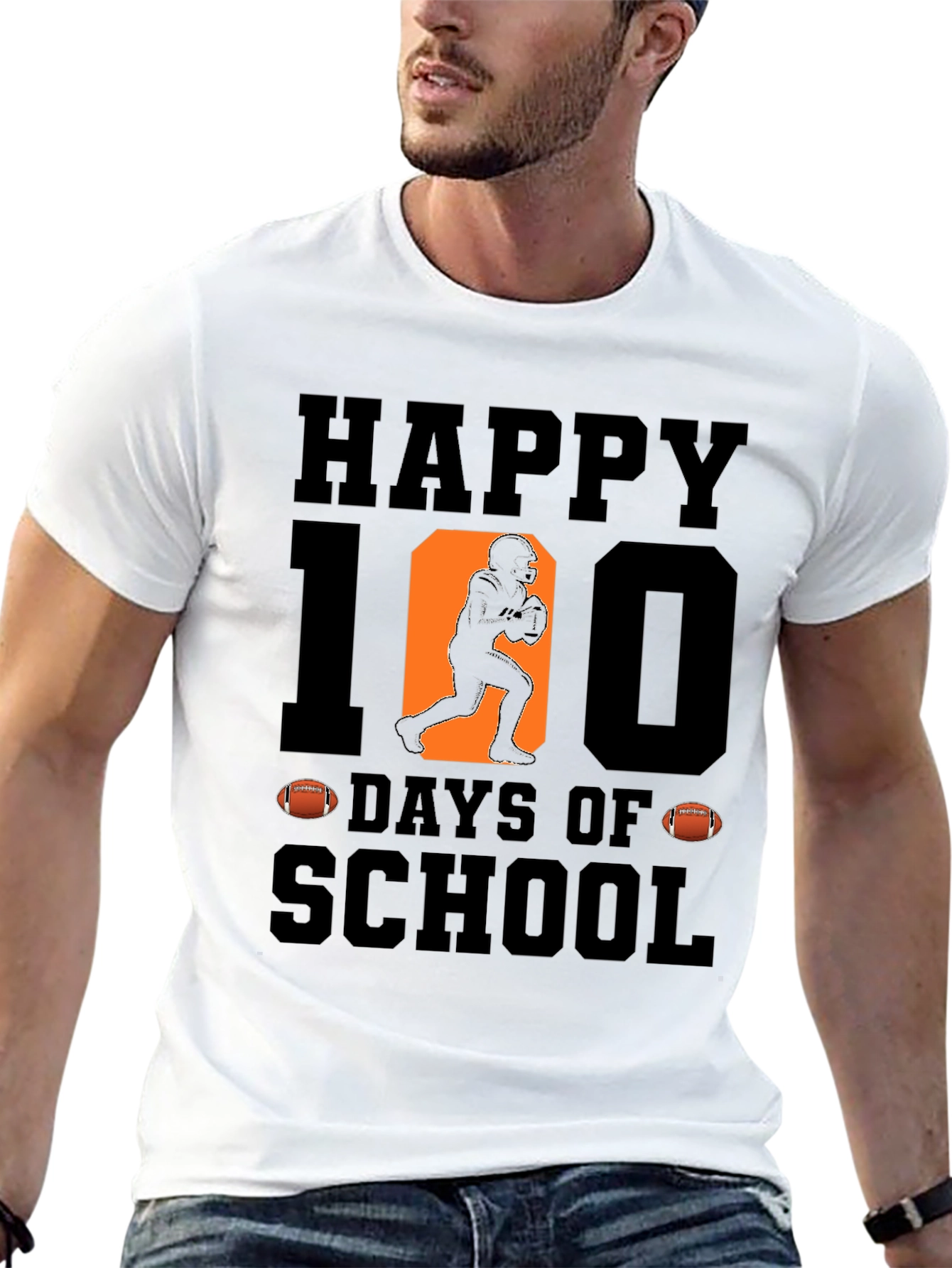 Happy 100 Days of School Football T-Shirt