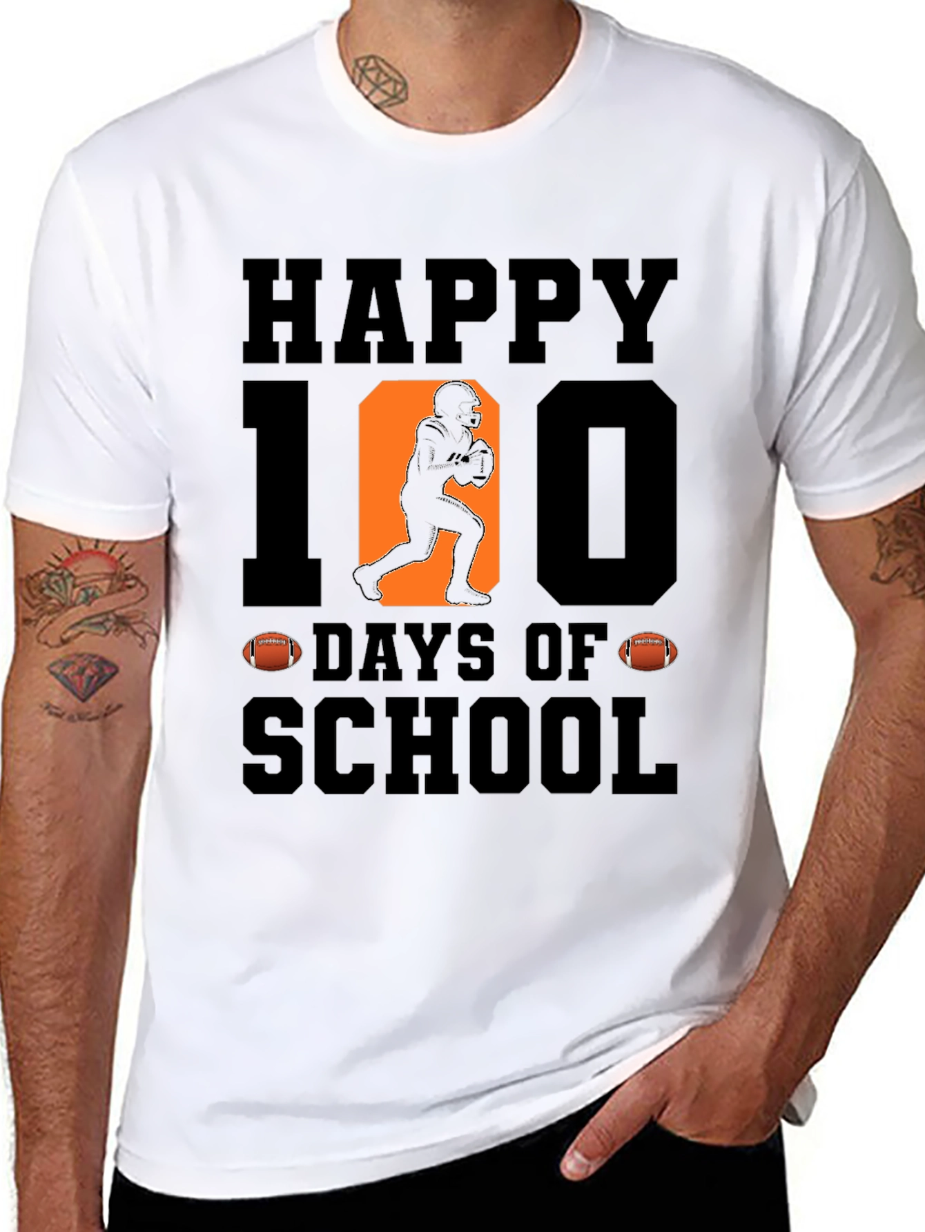 Happy 100 Days of School Football T-Shirt