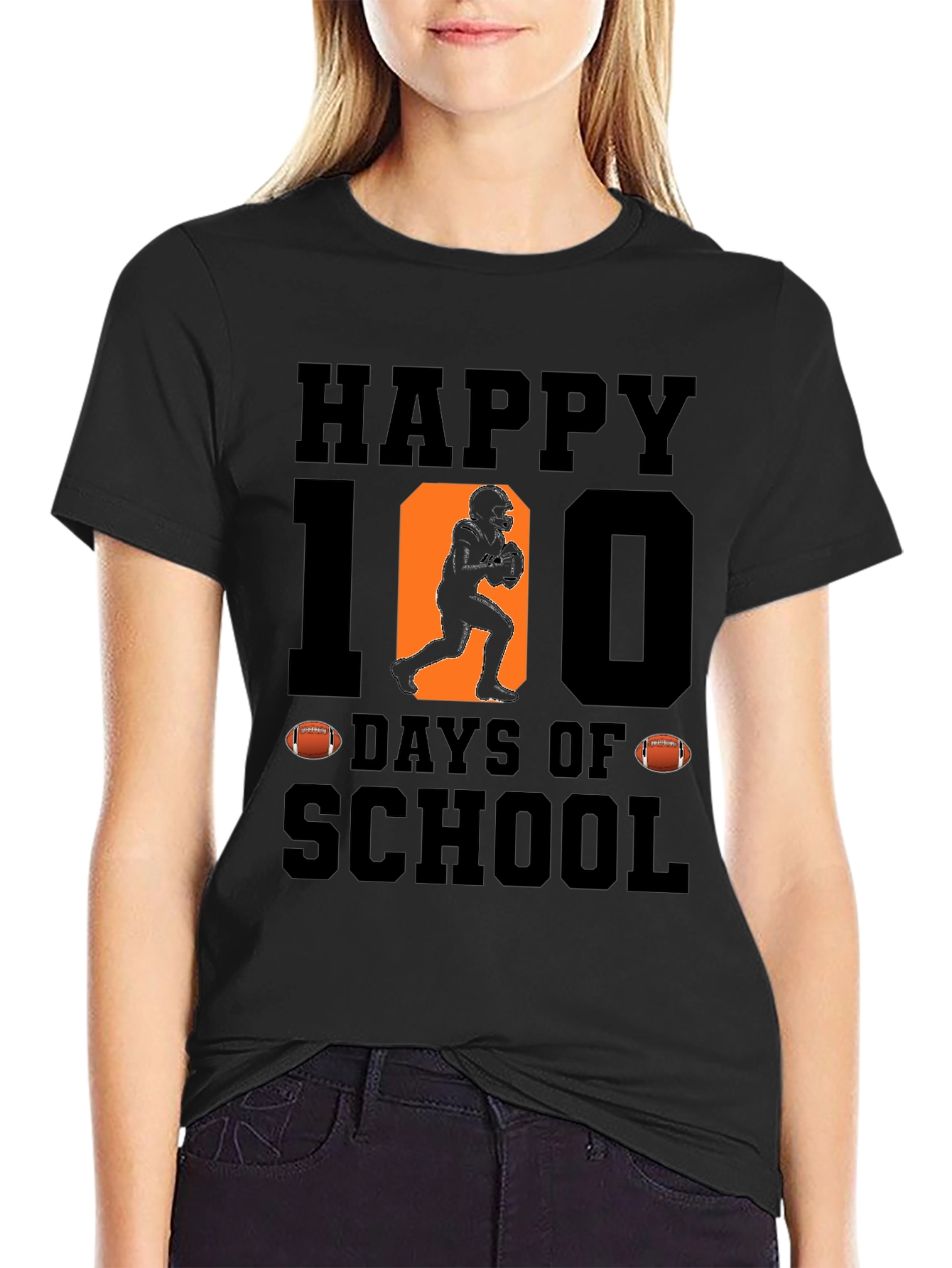 Happy 100 Days of School Football T-Shirt