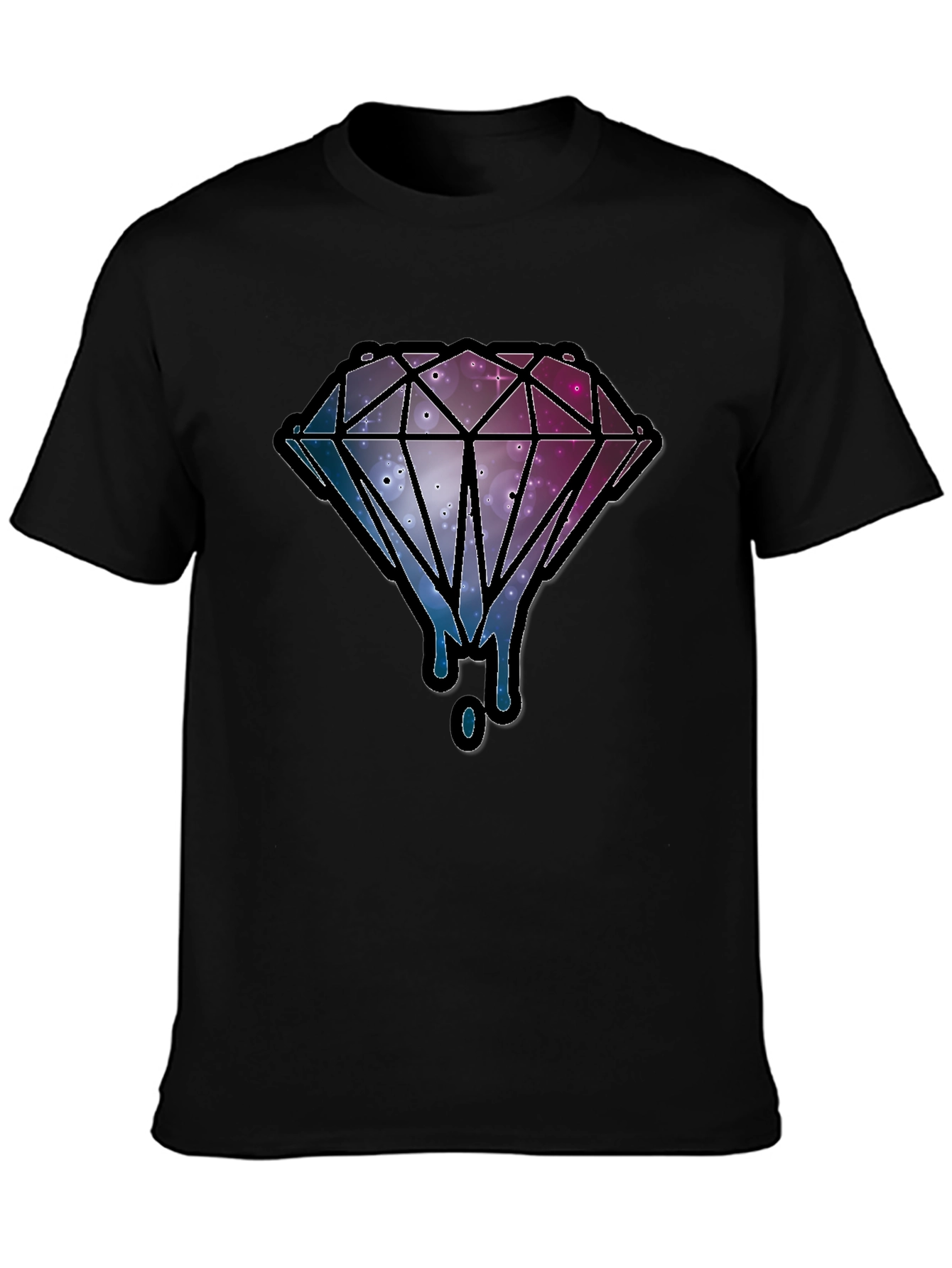 Galaxy Diamond Dripping Graphic Black T-Shirt