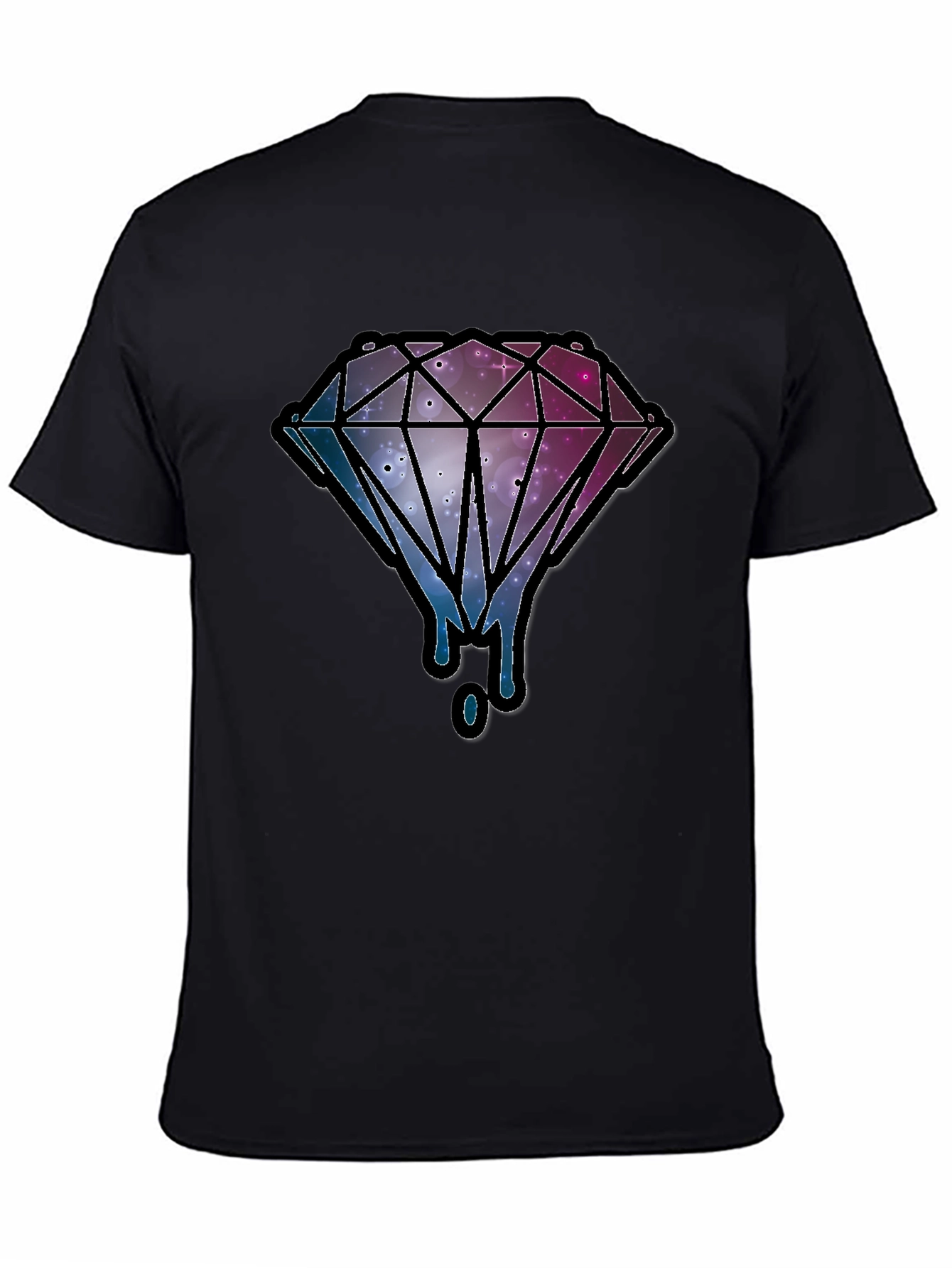 Galaxy Diamond Dripping Graphic Black T-Shirt