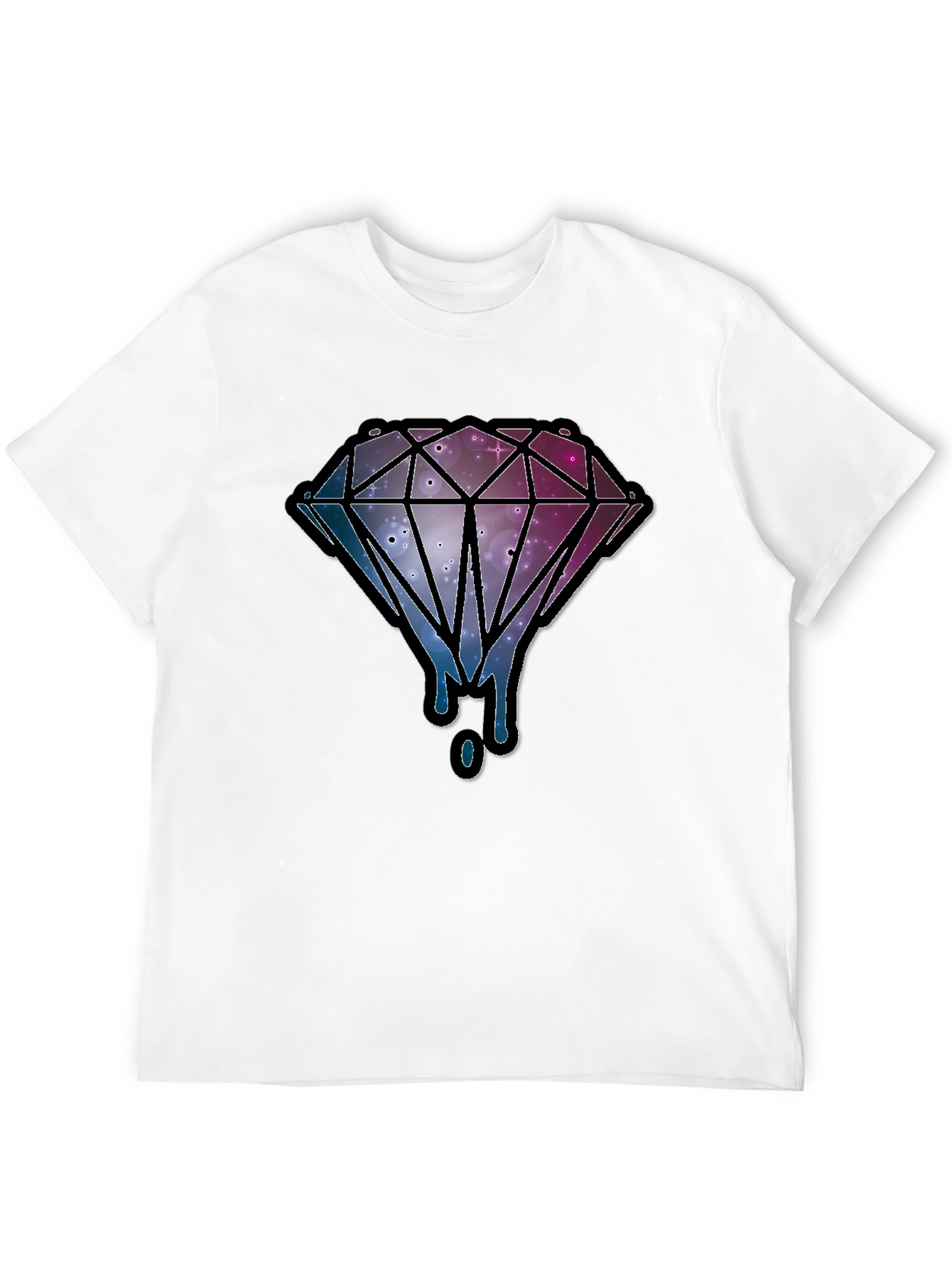 Galaxy Diamond Dripping Graphic Black T-Shirt