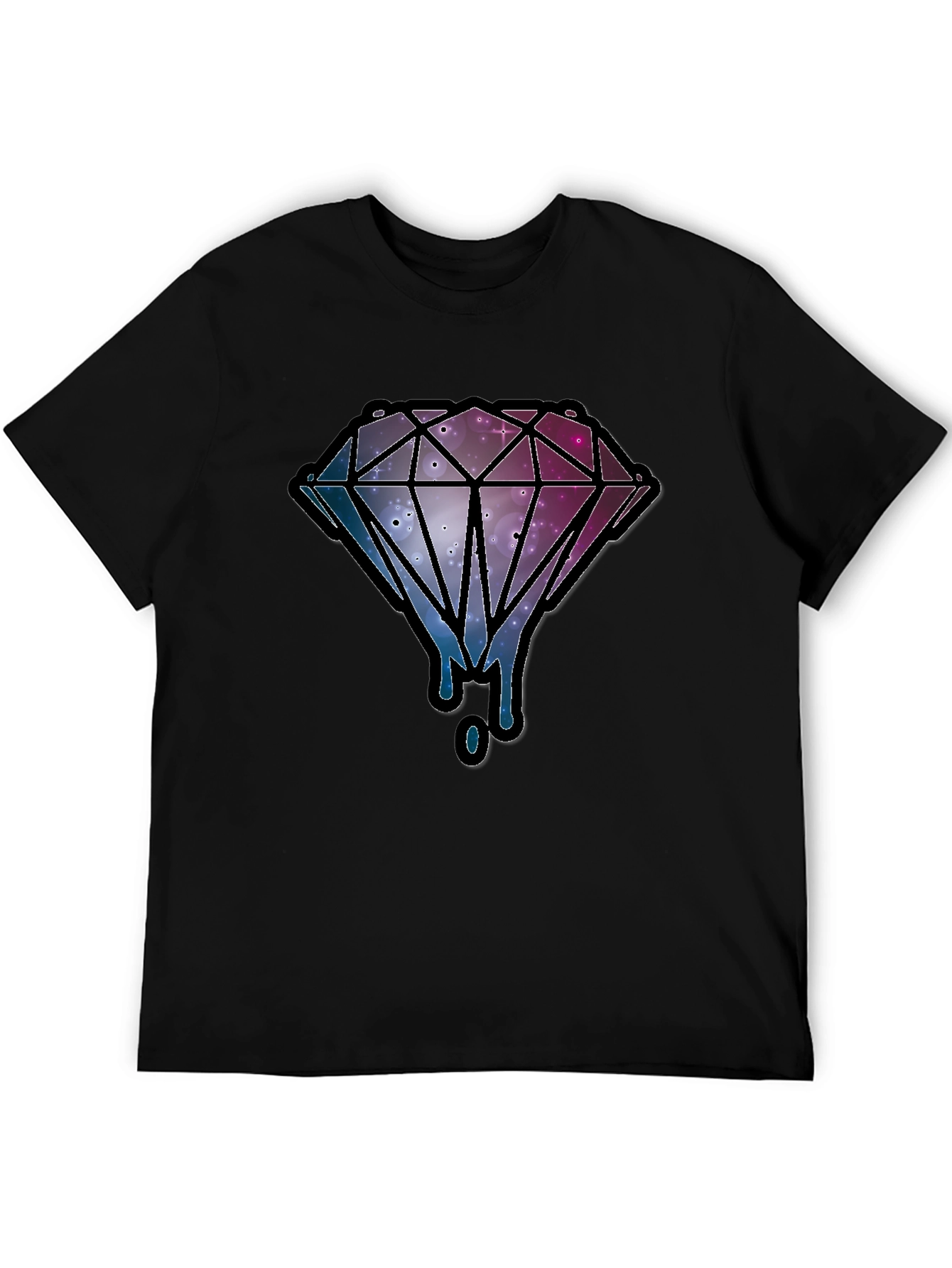 Galaxy Diamond Dripping Graphic Black T-Shirt
