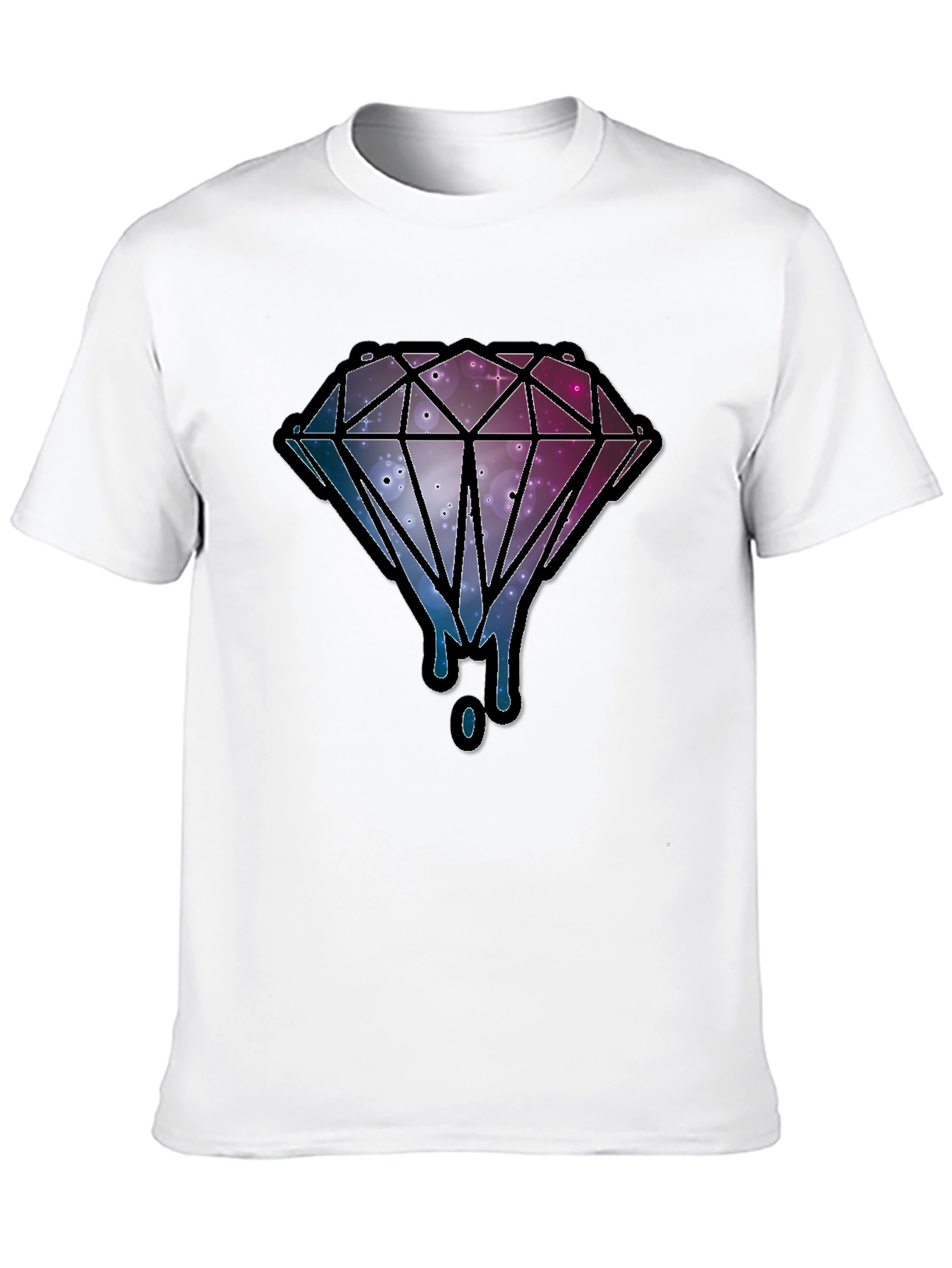 Galaxy Diamond Dripping Graphic Black T-Shirt