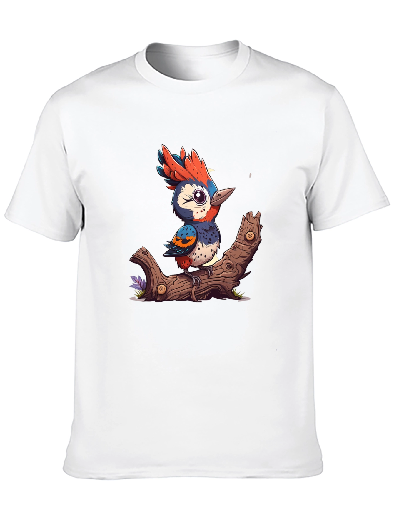 Cartoon Bird on Branch T-Shirt