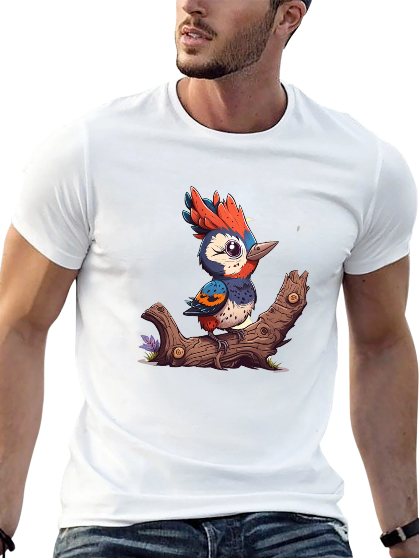 Cartoon Bird on Branch T-Shirt