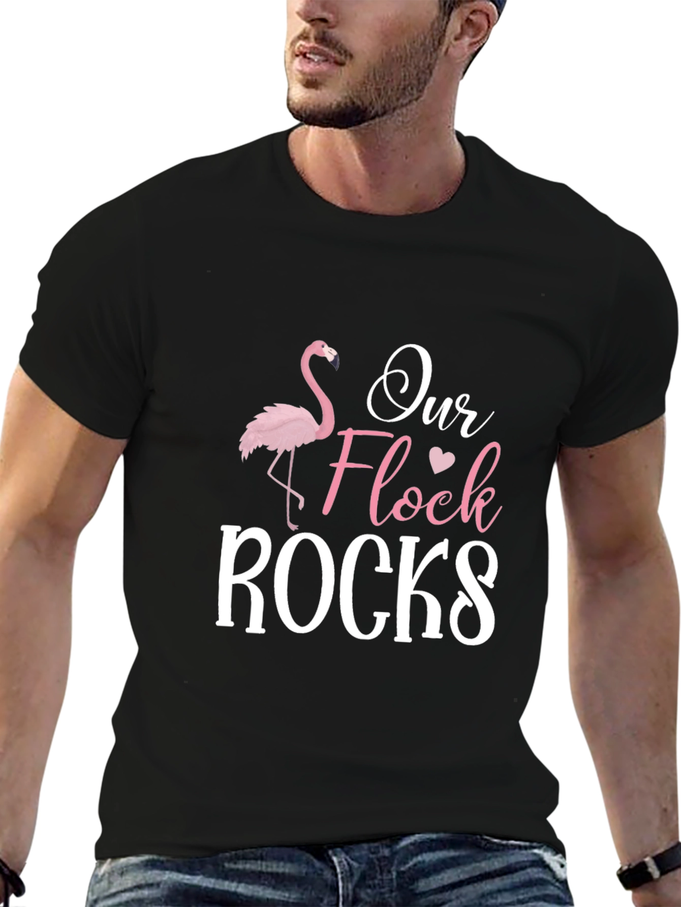Our Flock Rocks Flamingo Graphic T-Shirt