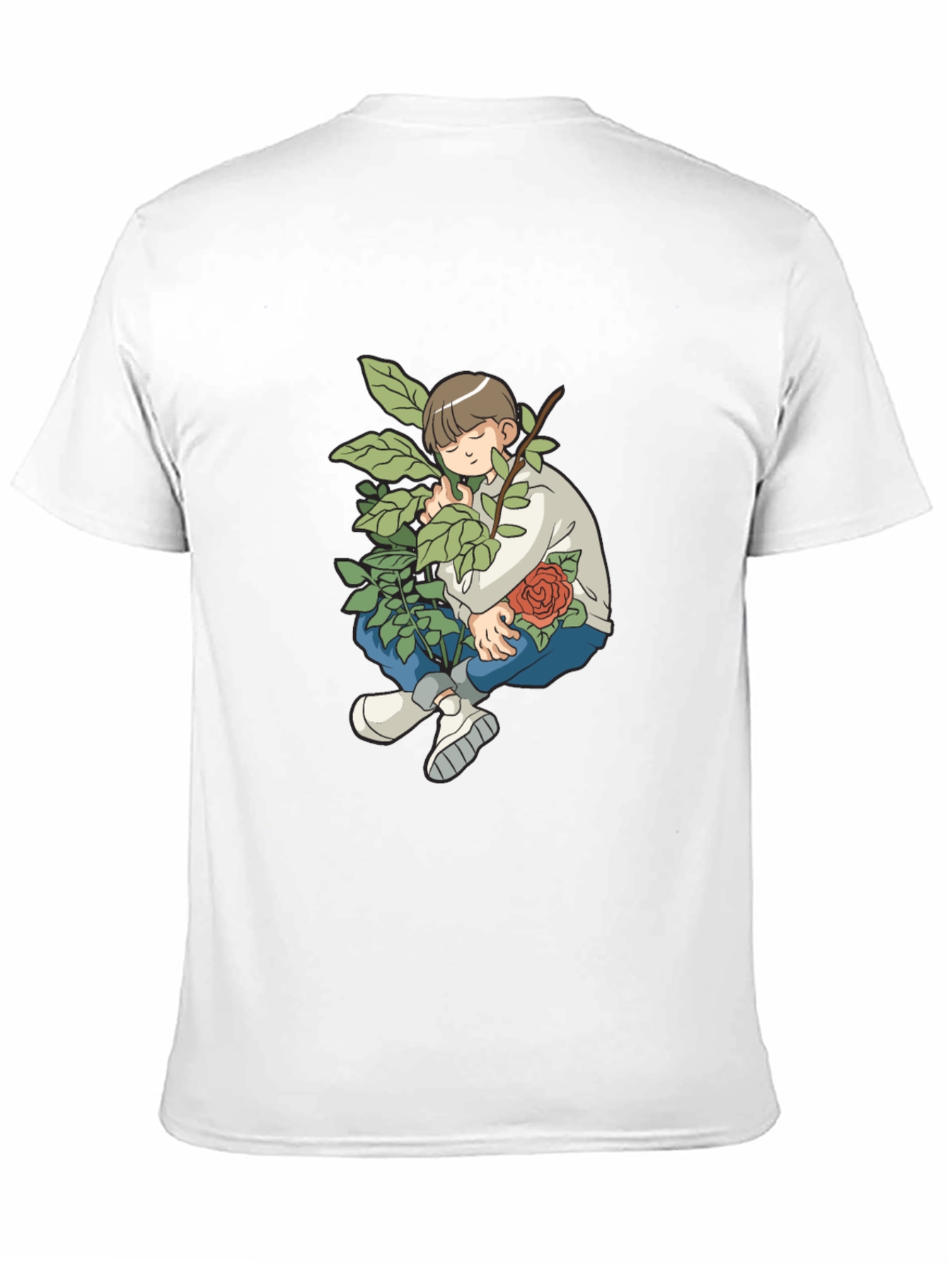 Boy With Rose Graphic Black T-Shirt