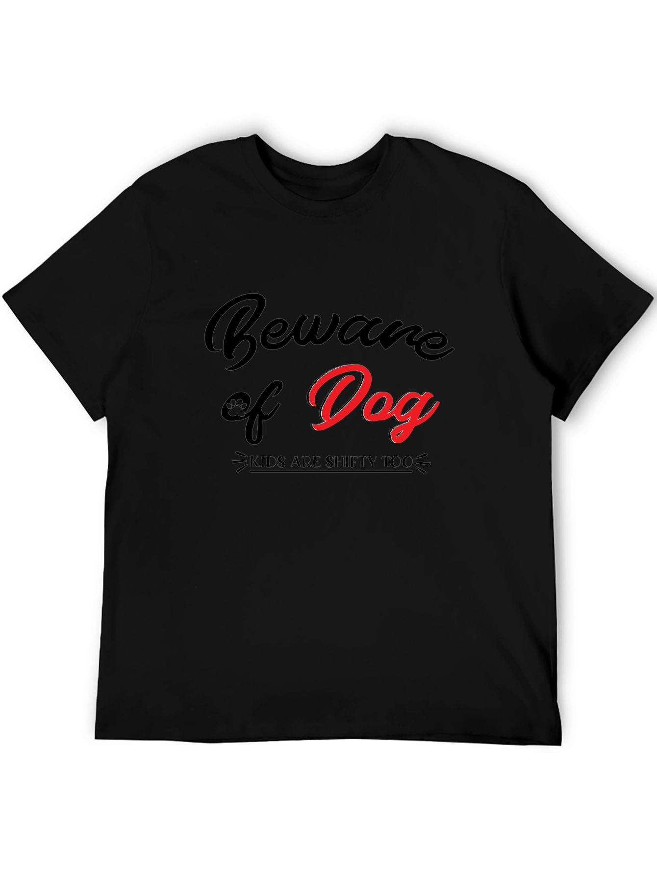 Beware of Dog Graphic Black T-Shirt