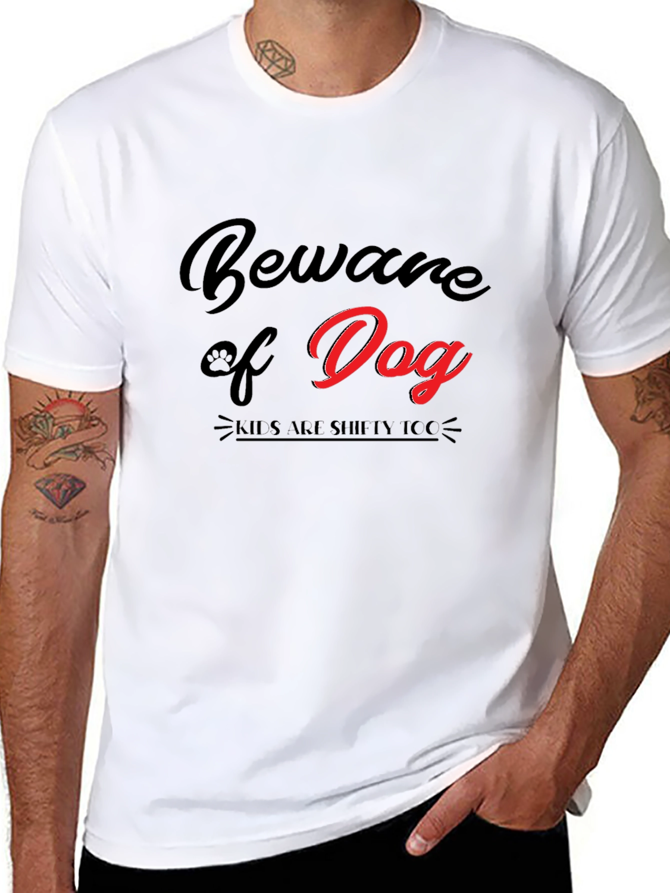 Beware of Dog Graphic Black T-Shirt