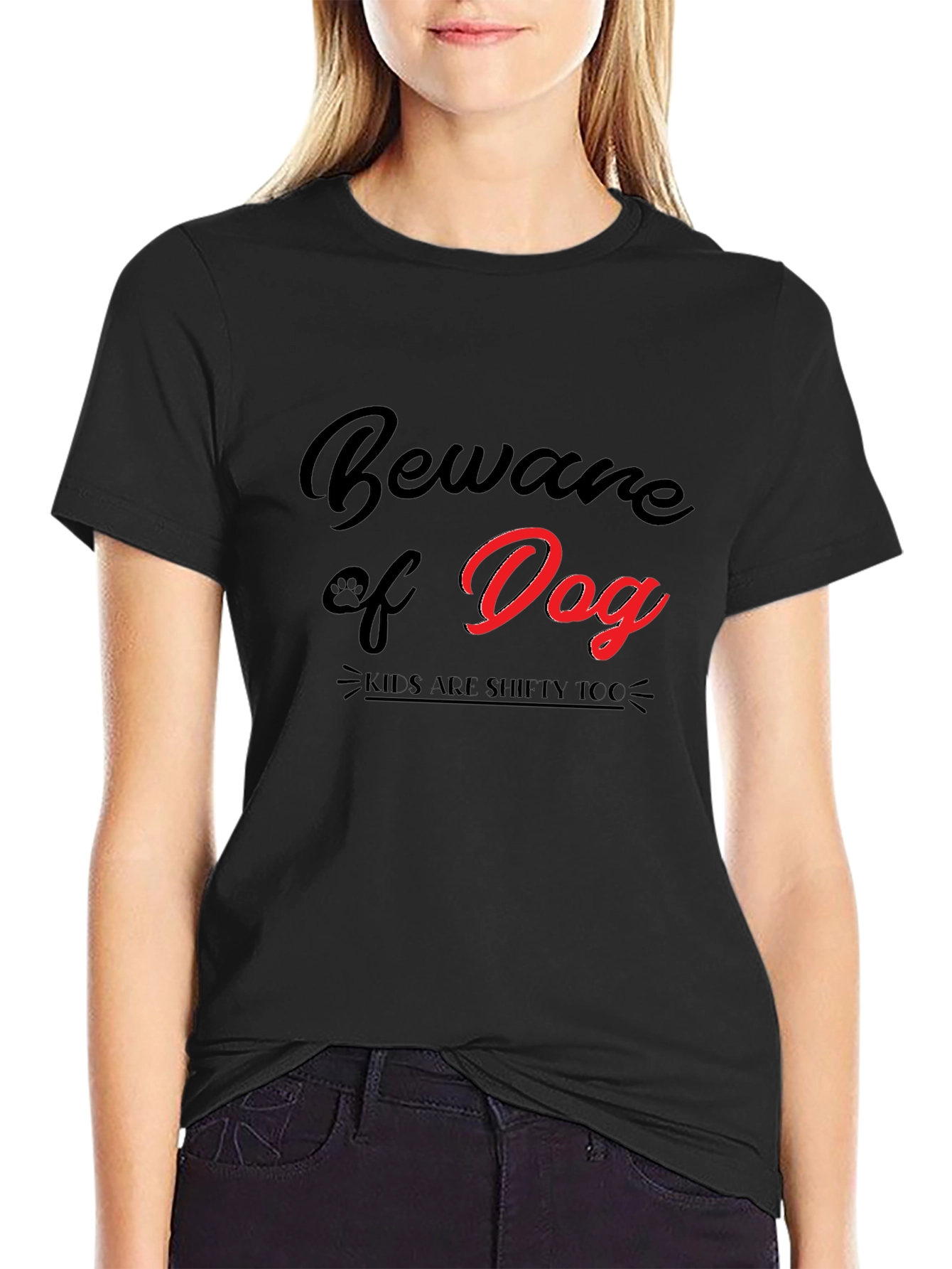 Beware of Dog Graphic Black T-Shirt