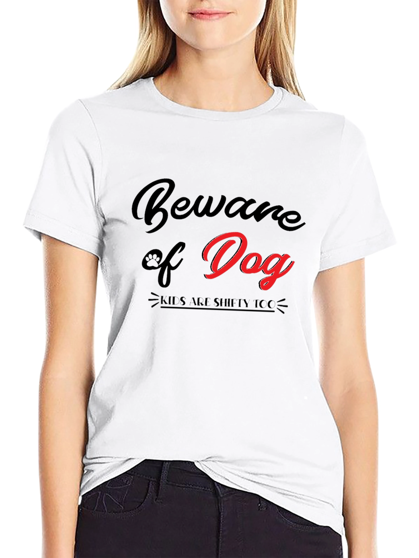 Beware of Dog Graphic Black T-Shirt