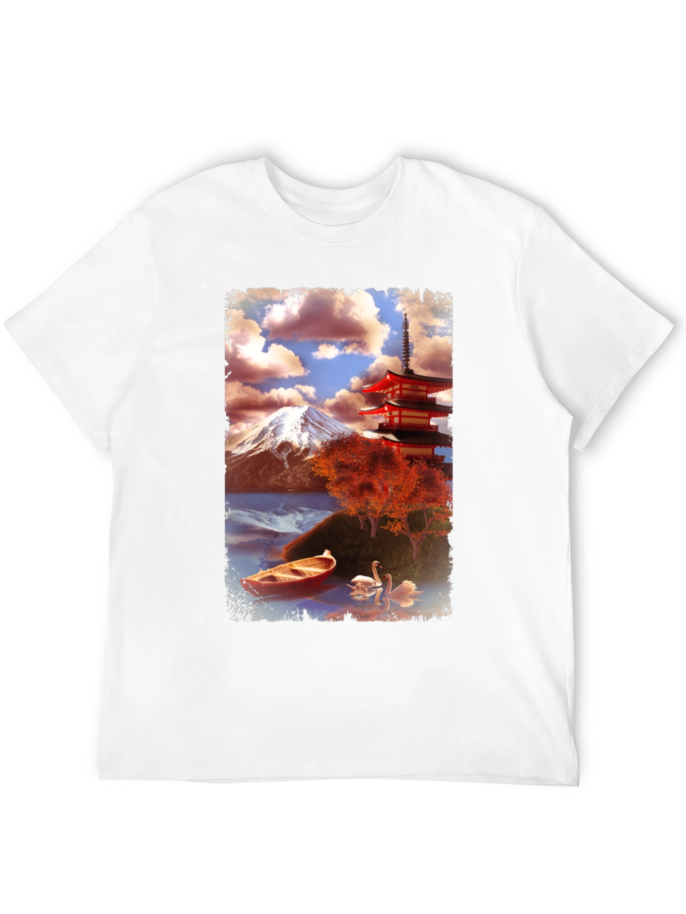 Scenic Japan Graphic Tee - Mount Fuji & Pagoda