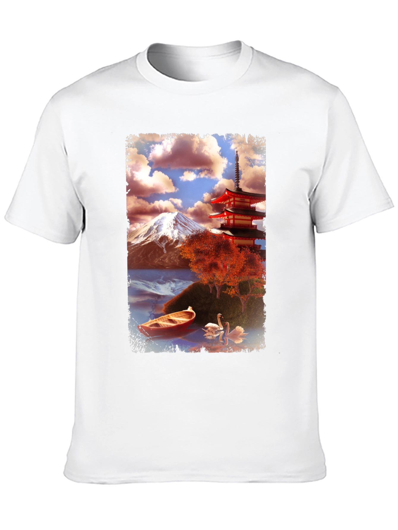 Scenic Japan Graphic Tee - Mount Fuji & Pagoda