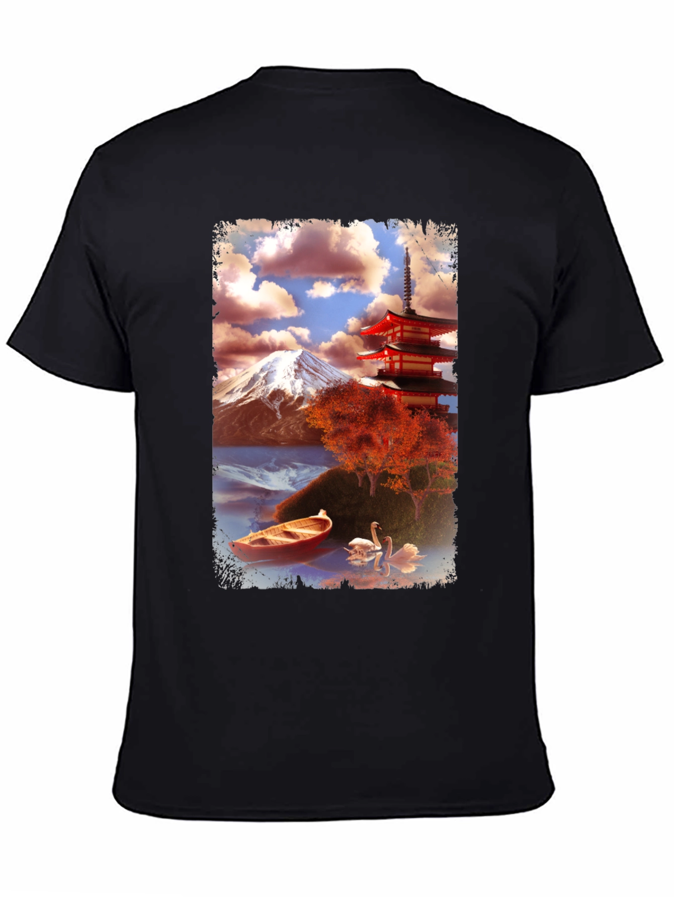 Scenic Japan Graphic Tee - Mount Fuji & Pagoda