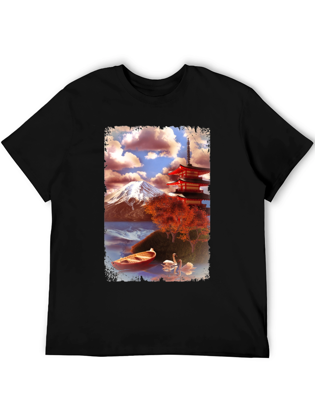 Scenic Japan Graphic Tee - Mount Fuji & Pagoda