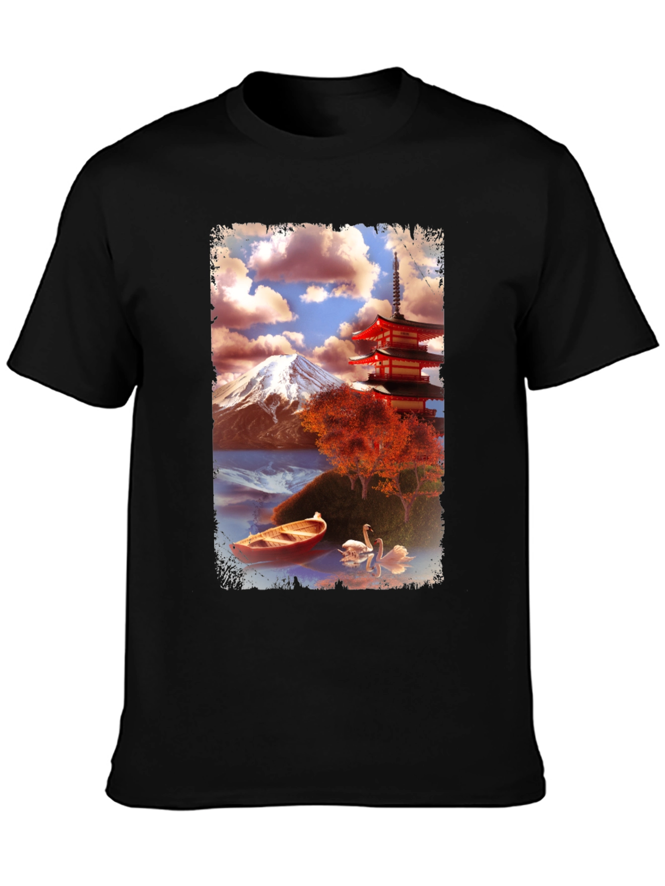 Scenic Japan Graphic Tee - Mount Fuji & Pagoda
