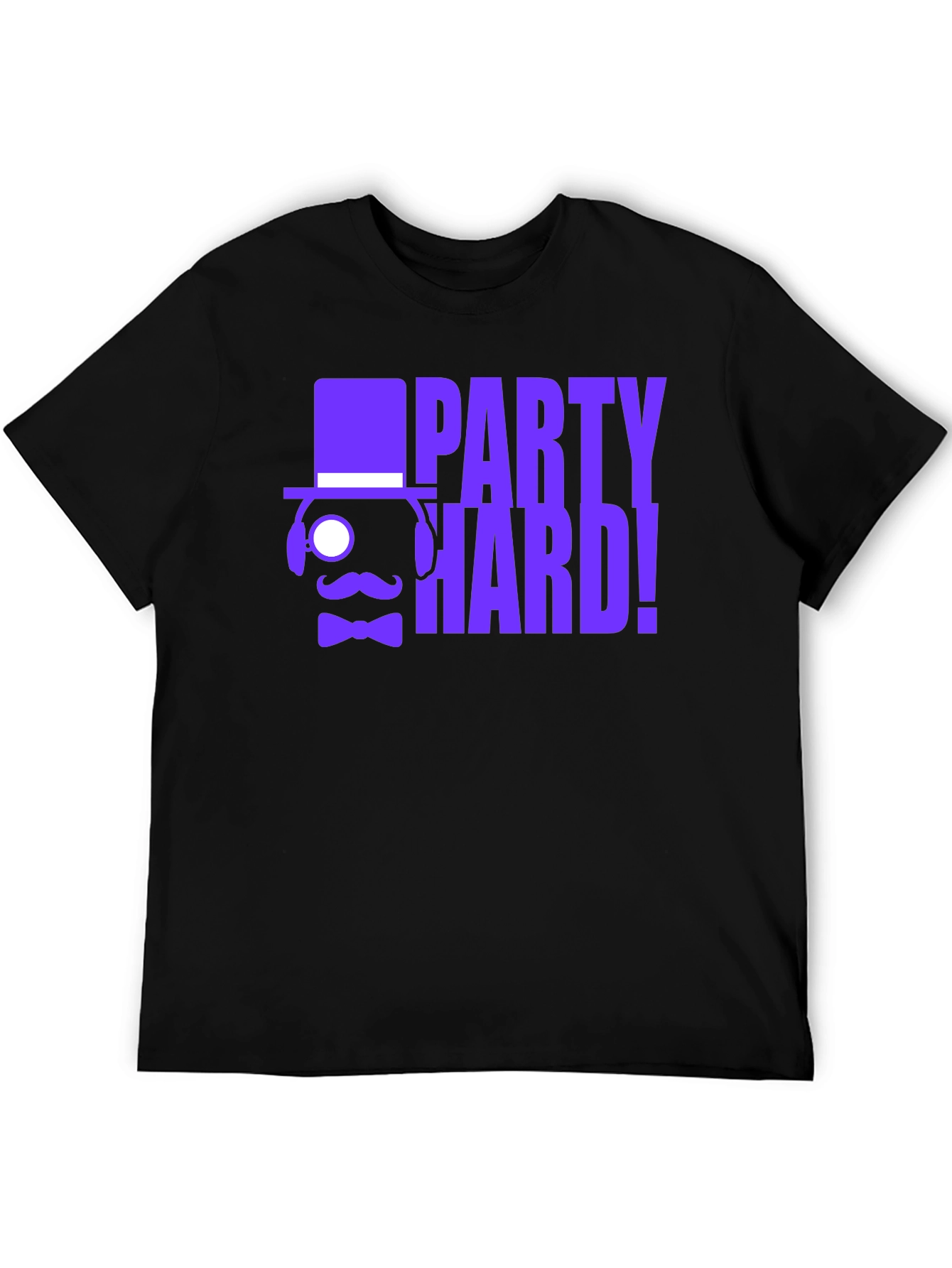 Party Hard! Graphic Print Black T-Shirt