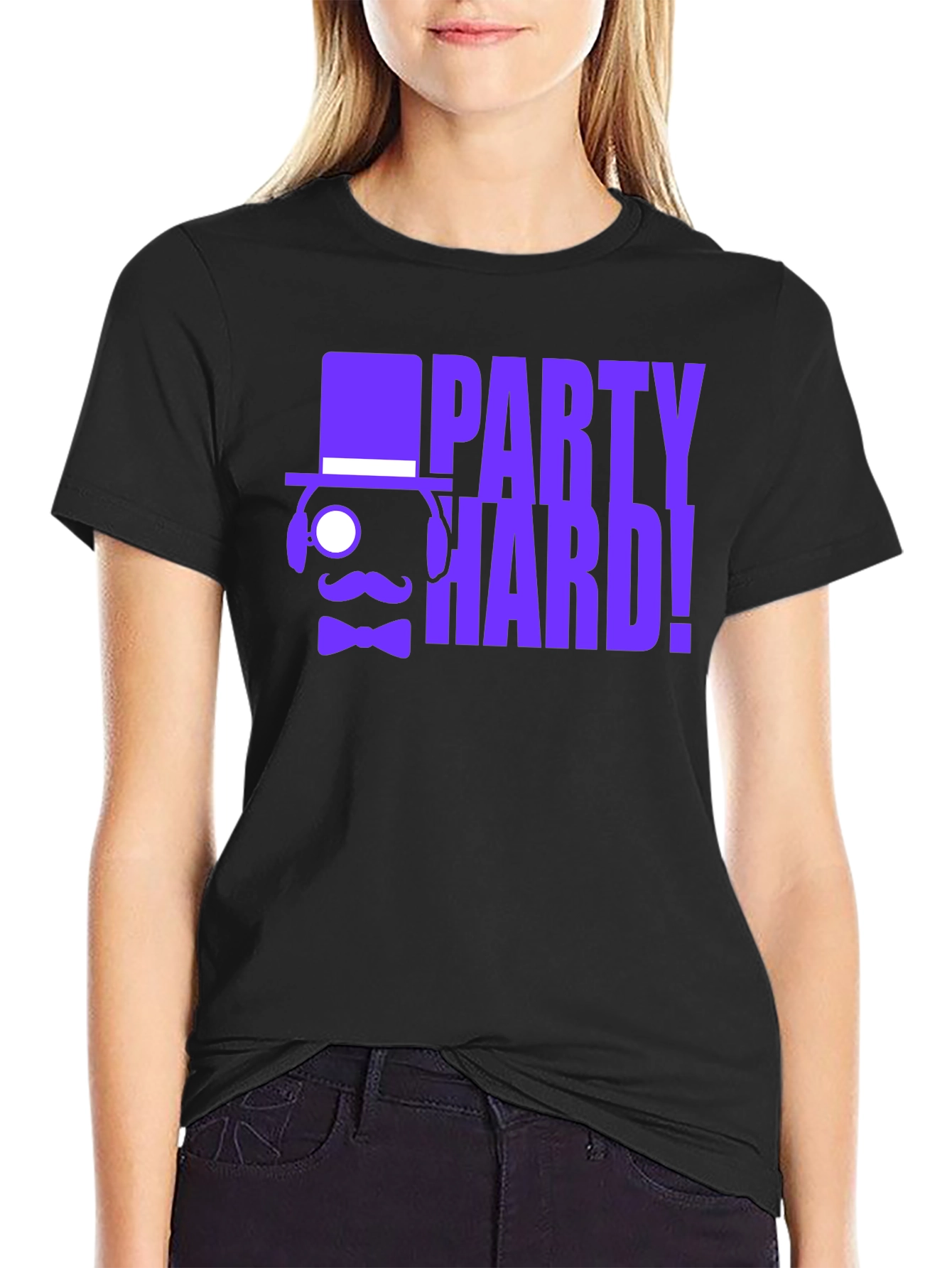 Party Hard! Graphic Print Black T-Shirt
