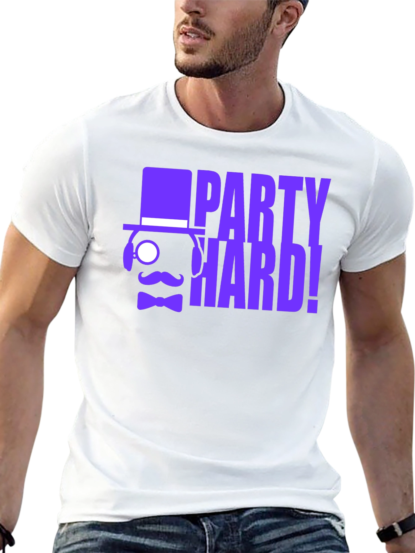 Party Hard! Graphic Print Black T-Shirt