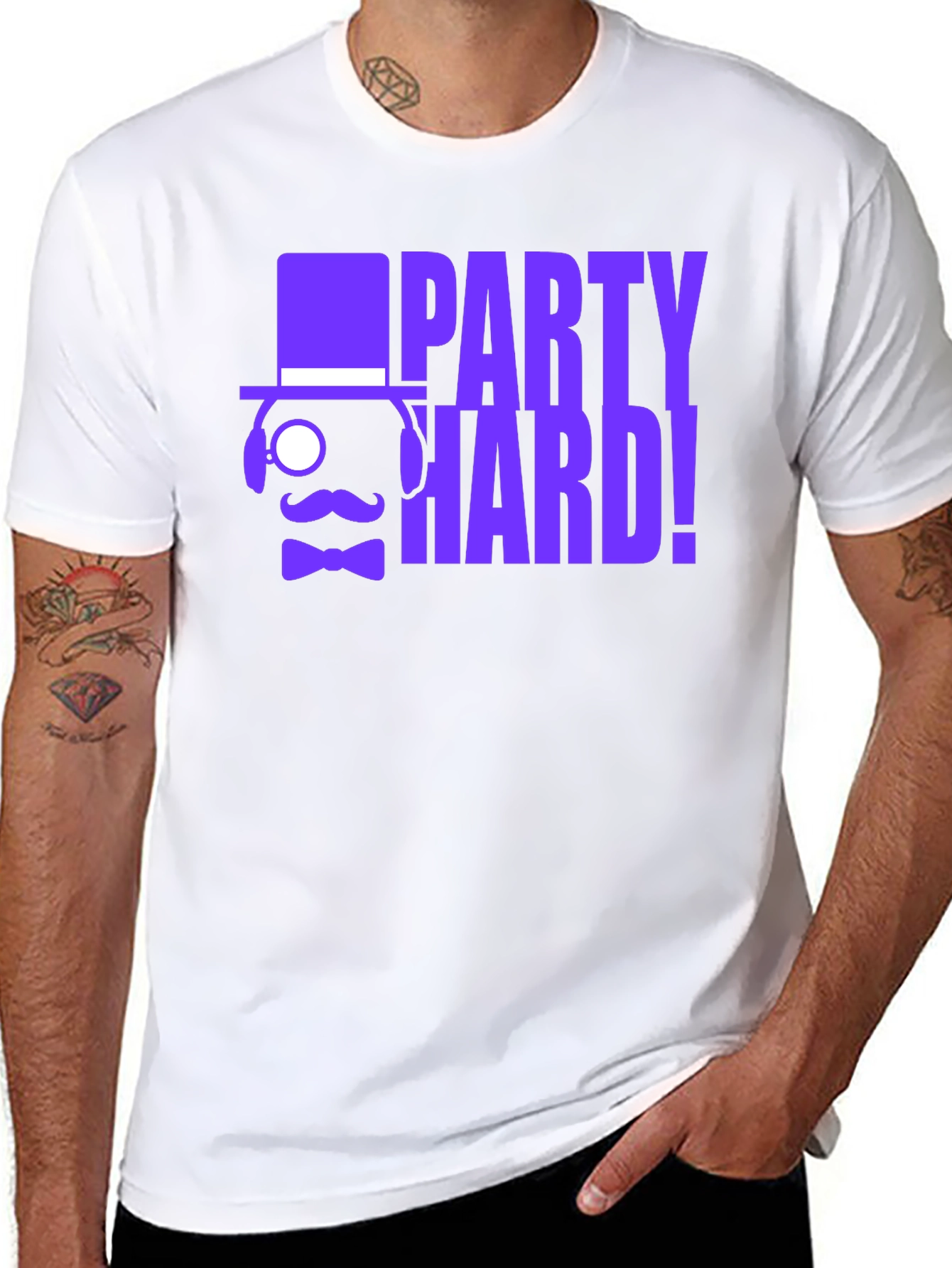 Party Hard! Graphic Print Black T-Shirt