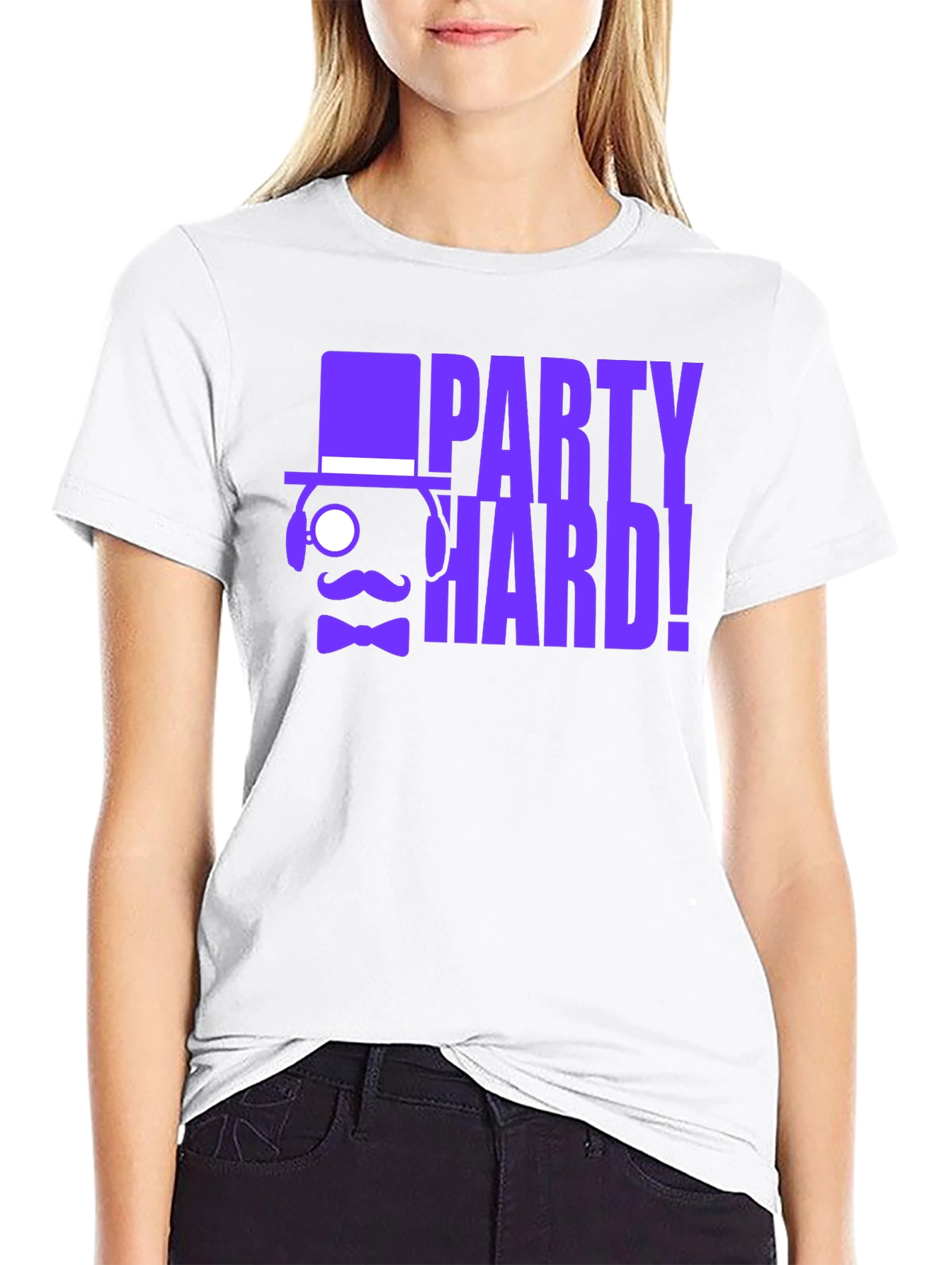 Party Hard! Graphic Print Black T-Shirt