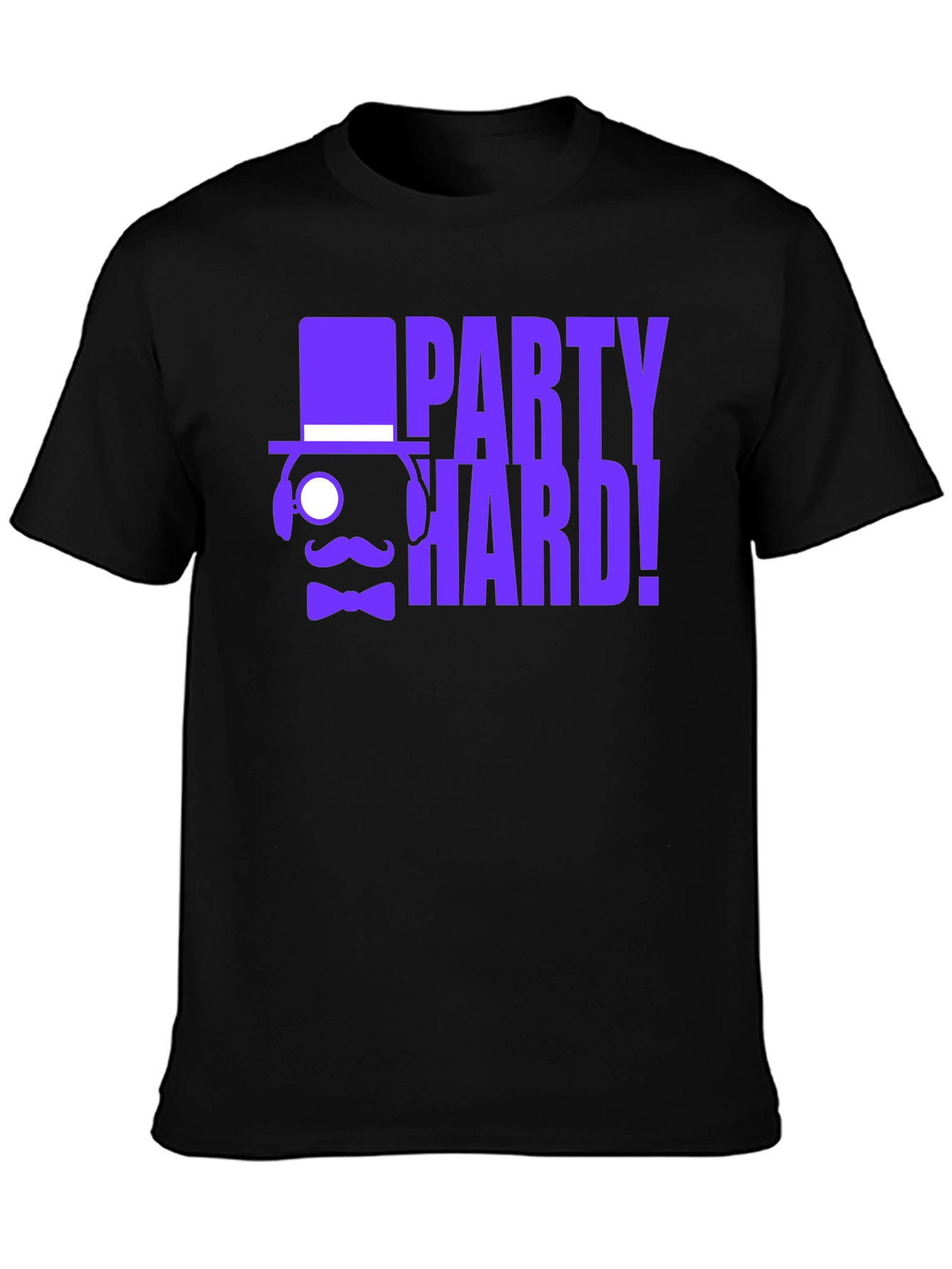 Party Hard! Graphic Print Black T-Shirt