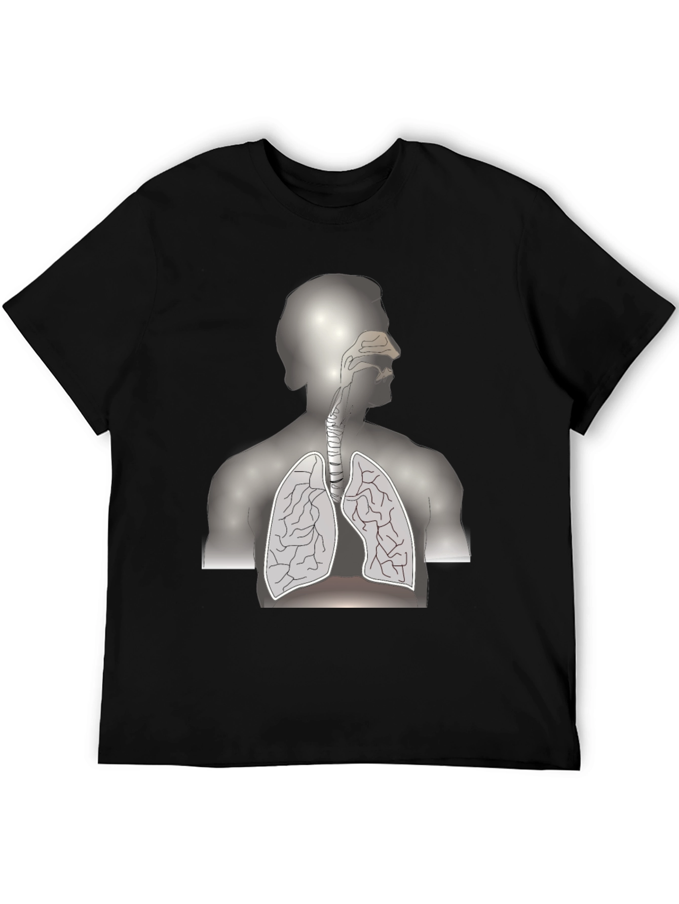 Anatomical Lungs Print Black T-Shirt