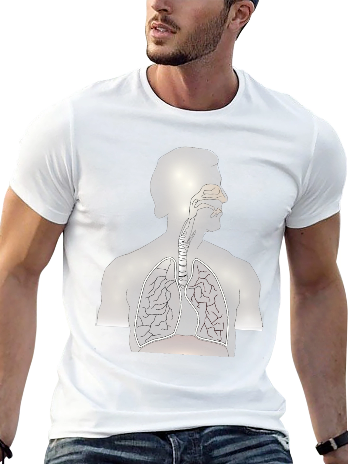 Anatomical Lungs Print Black T-Shirt