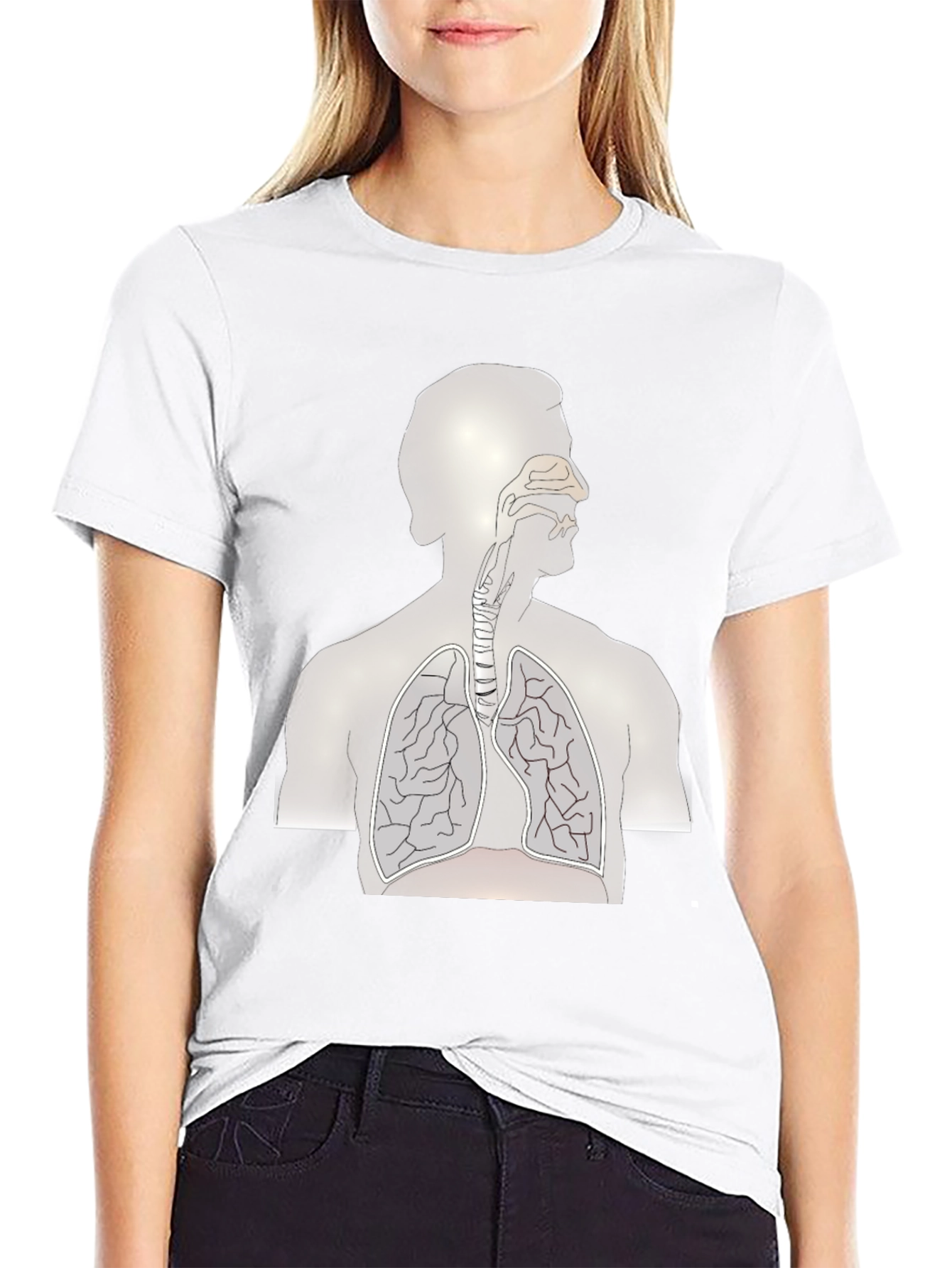 Anatomical Lungs Print Black T-Shirt
