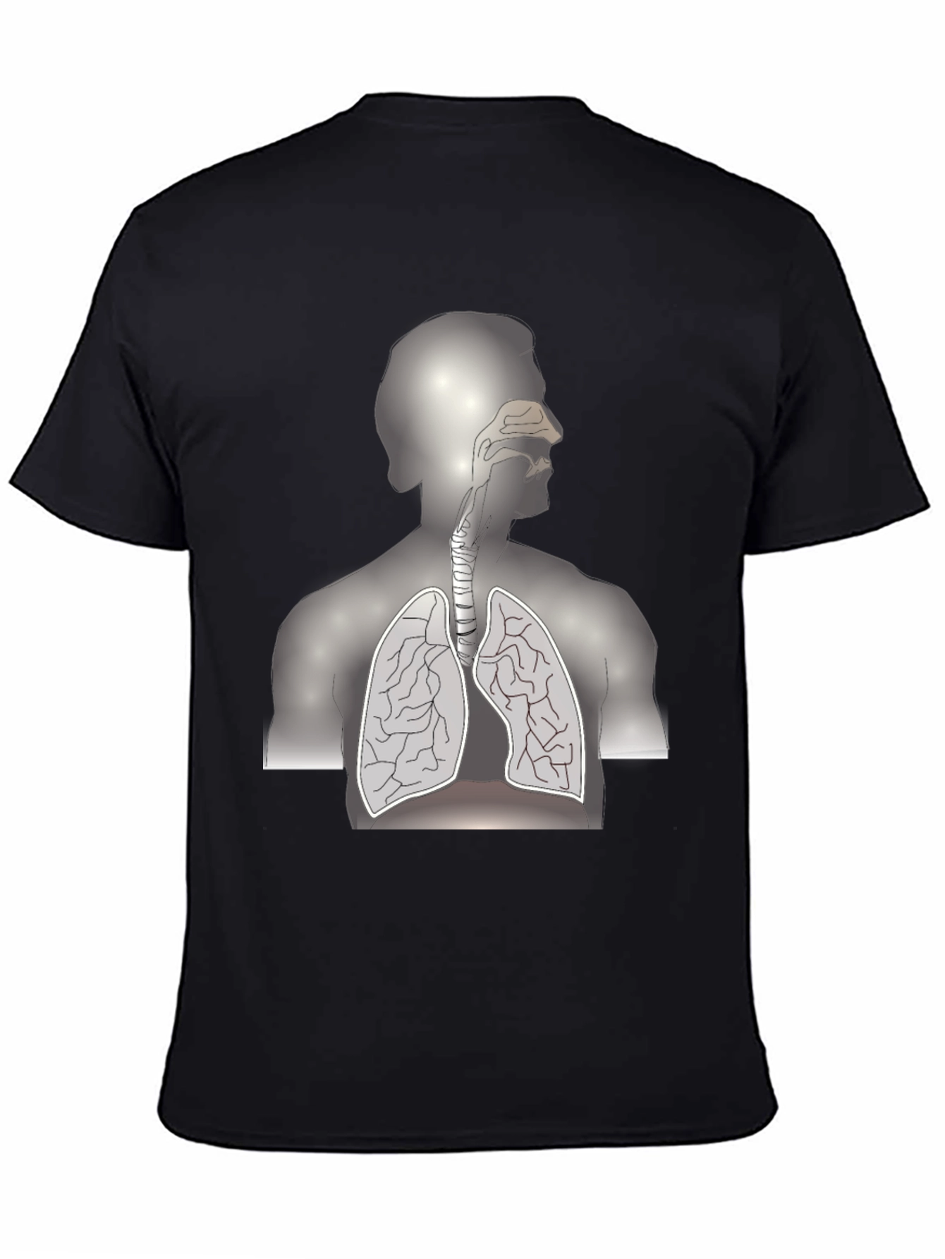 Anatomical Lungs Print Black T-Shirt
