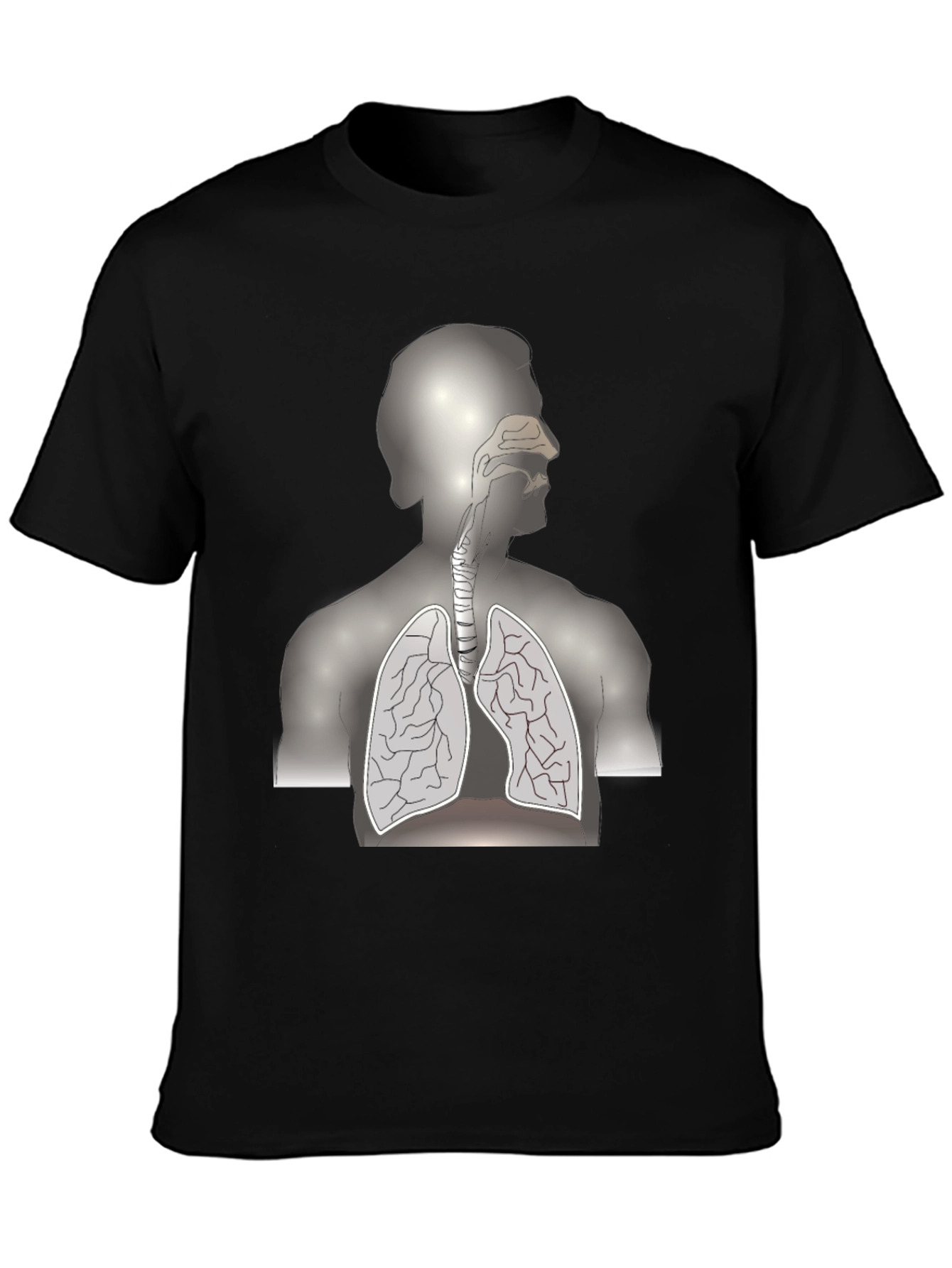 Anatomical Lungs Print Black T-Shirt