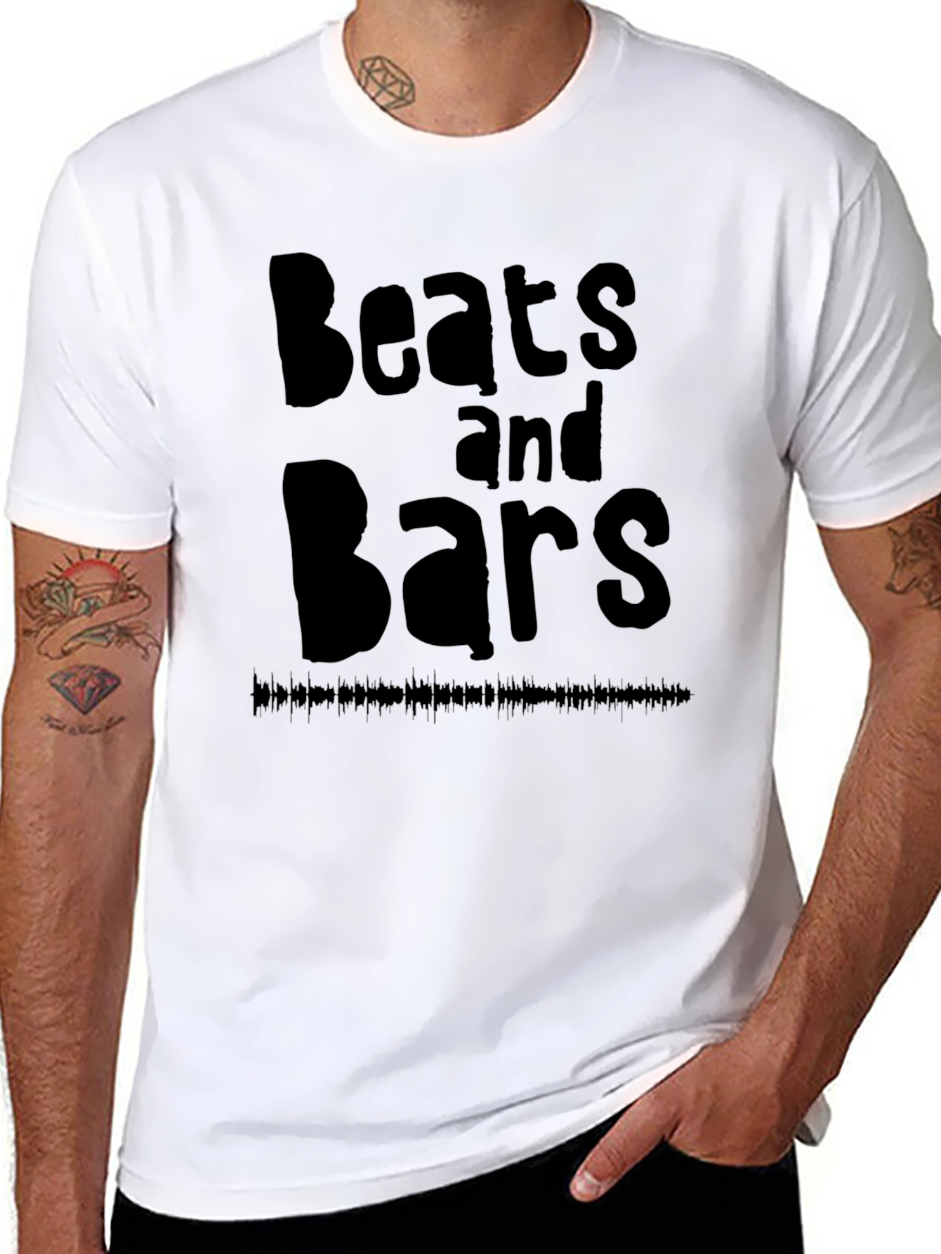 Beats and Bars Black Graphic T-Shirt
