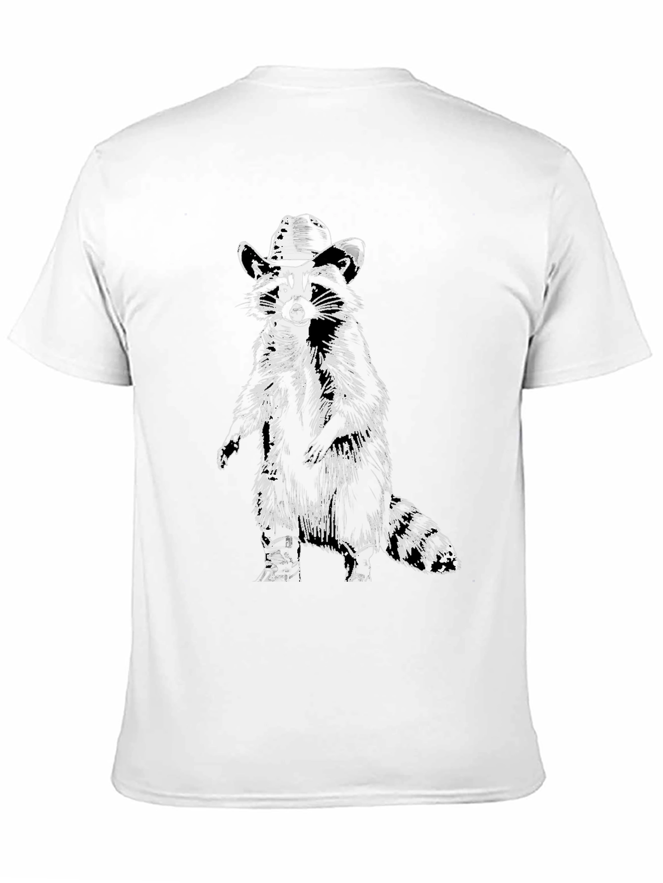 Cool Raccoon Cowboy Graphic Tee - Black Cotton T-Shirt