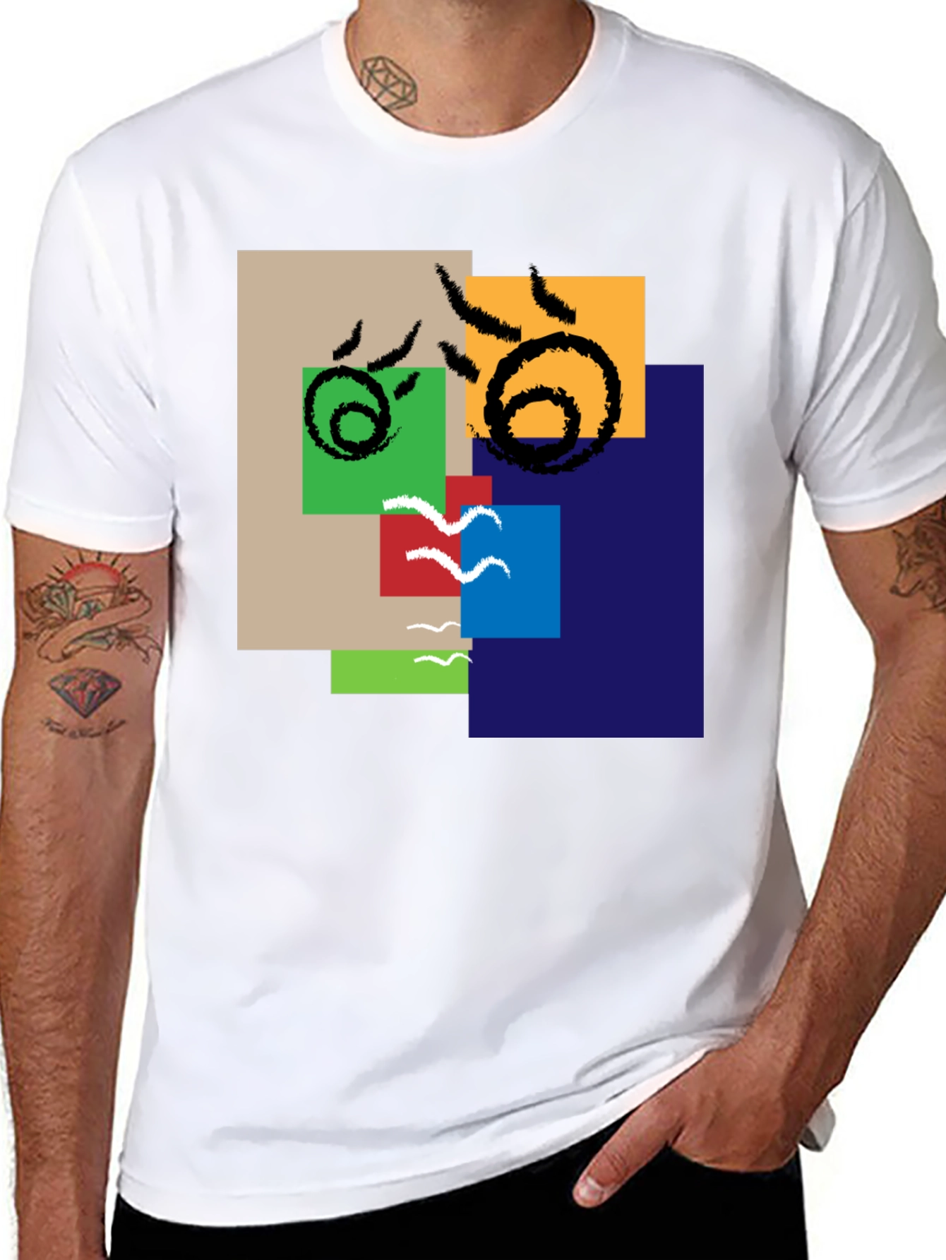 Abstract Squares Graphic Tee - Modern Art Shirt