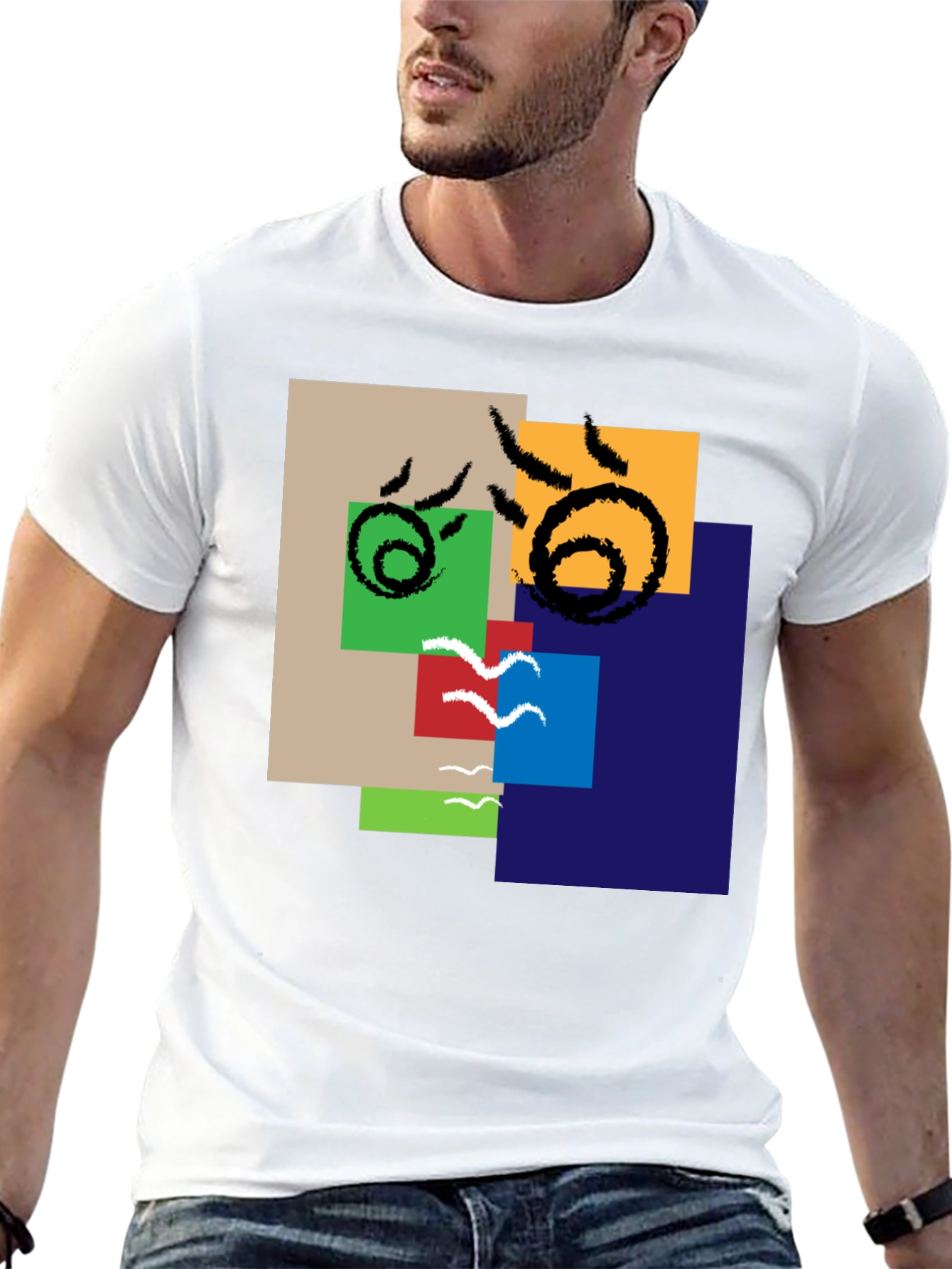 Abstract Squares Graphic Tee - Modern Art Shirt