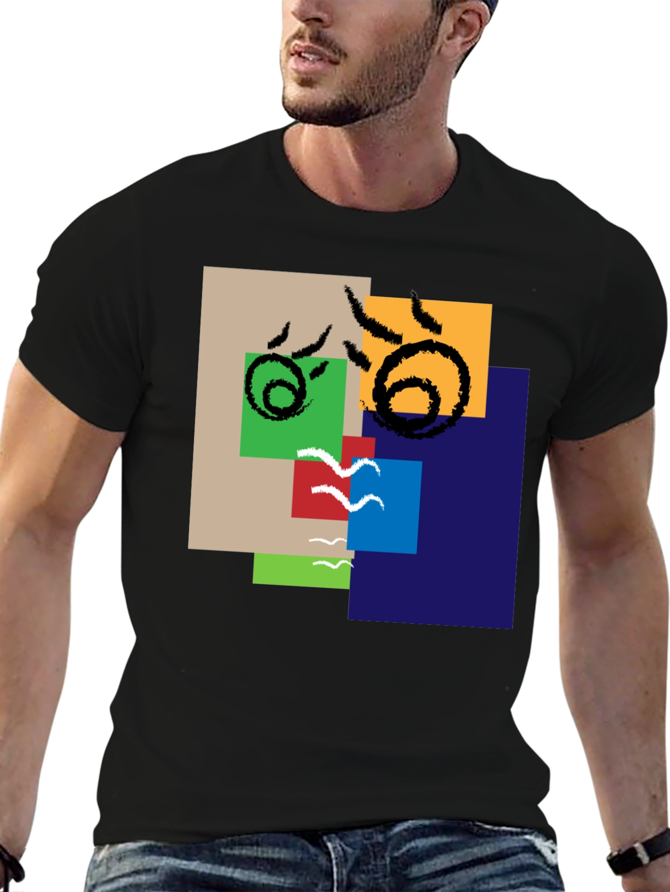 Abstract Squares Graphic Tee - Modern Art Shirt