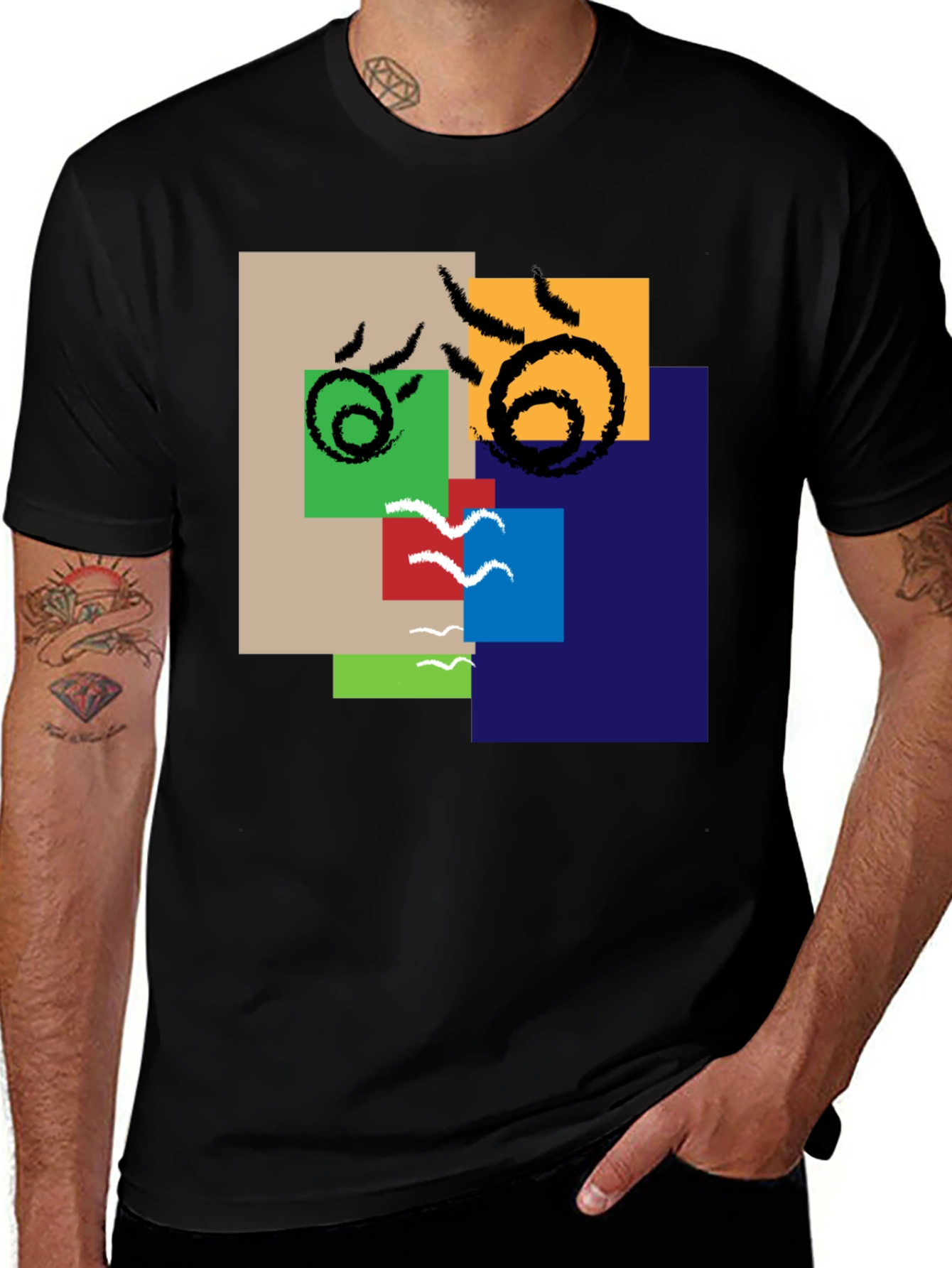 Abstract Squares Graphic Tee - Modern Art Shirt