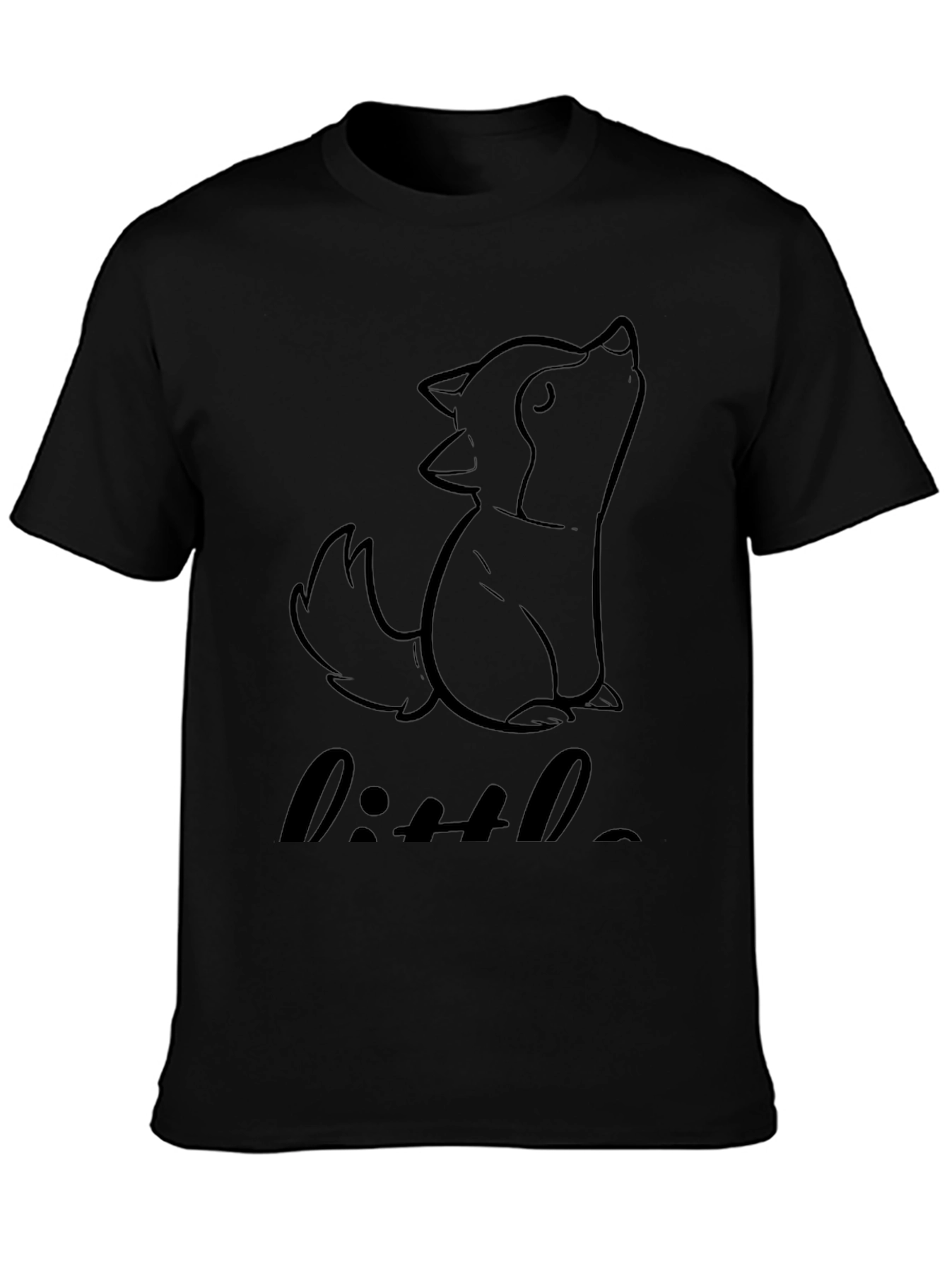 Little Wolf Graphic Tee - Black Cotton Blend
