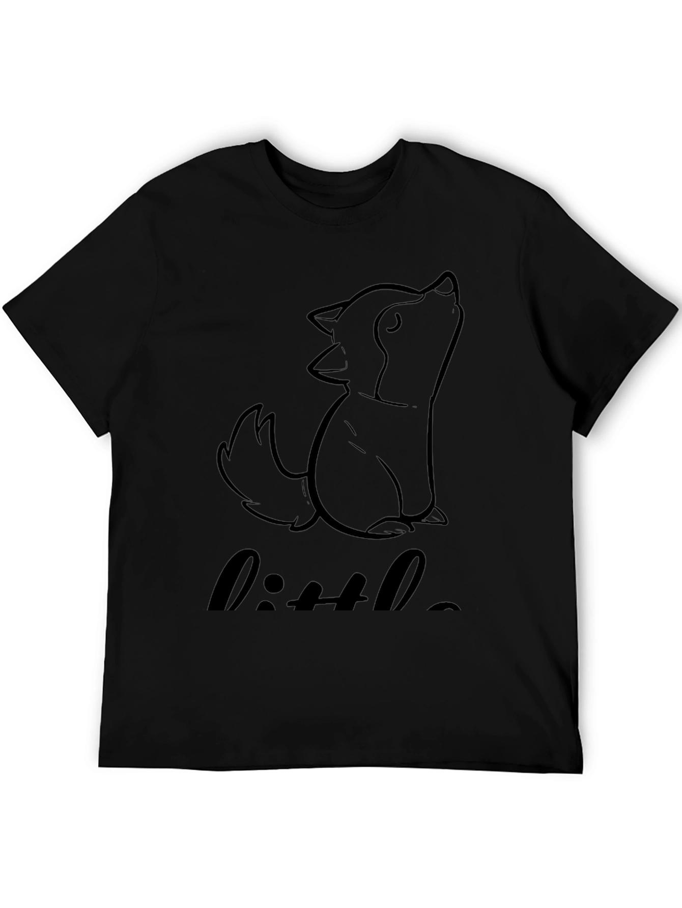 Little Wolf Graphic Tee - Black Cotton Blend
