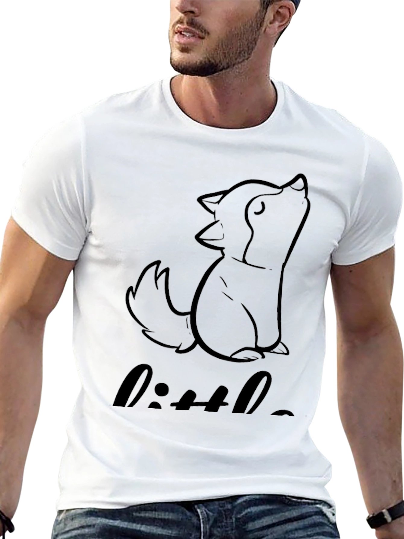 Little Wolf Graphic Tee - Black Cotton Blend