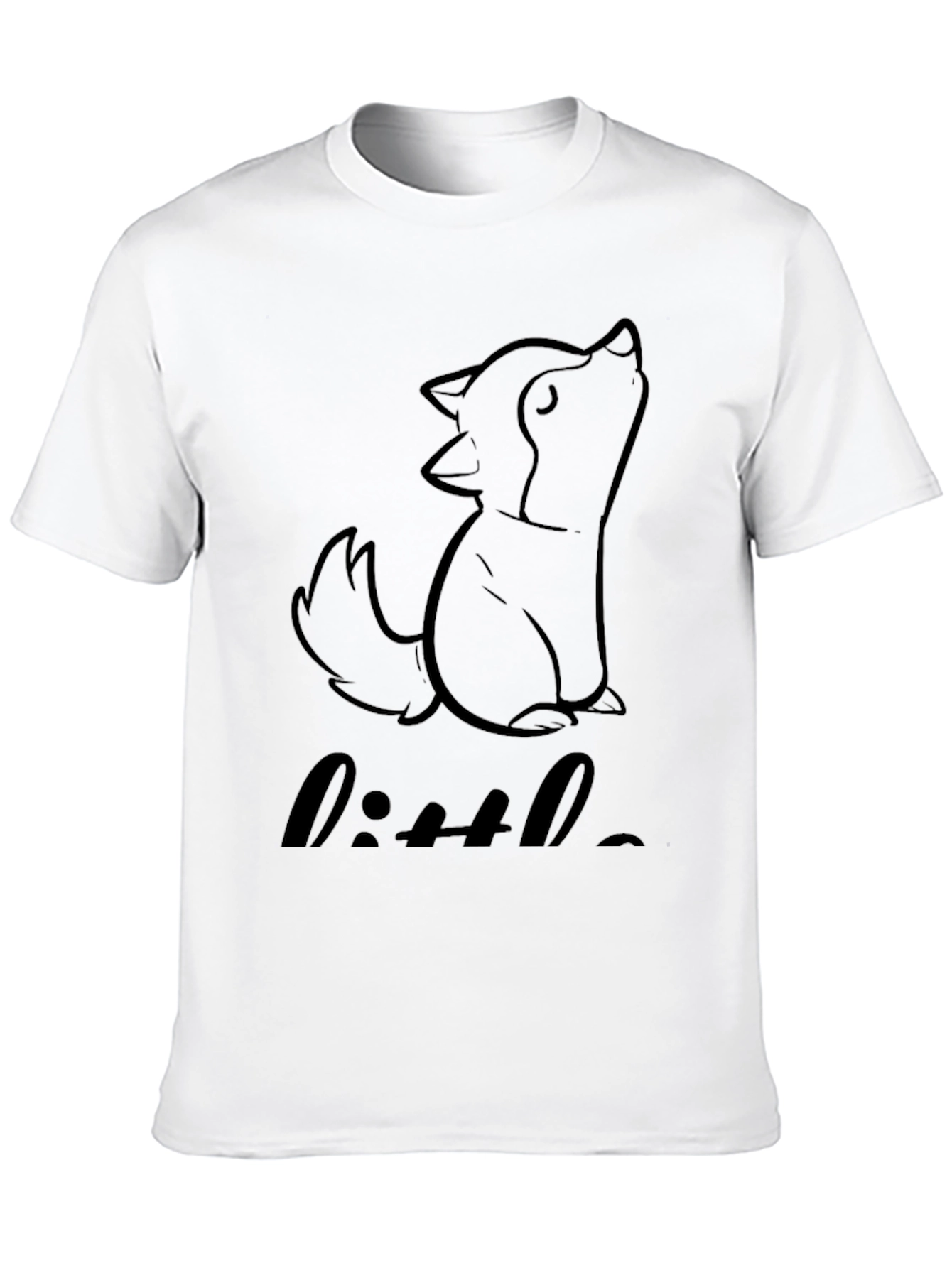 Little Wolf Graphic Tee - Black Cotton Blend
