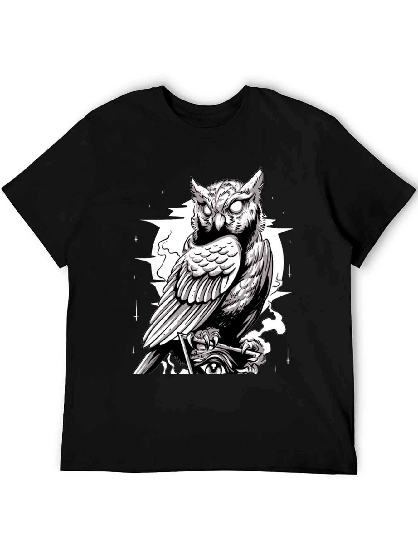 Owl Graphic Print Tee - Mens Black T-Shirt
